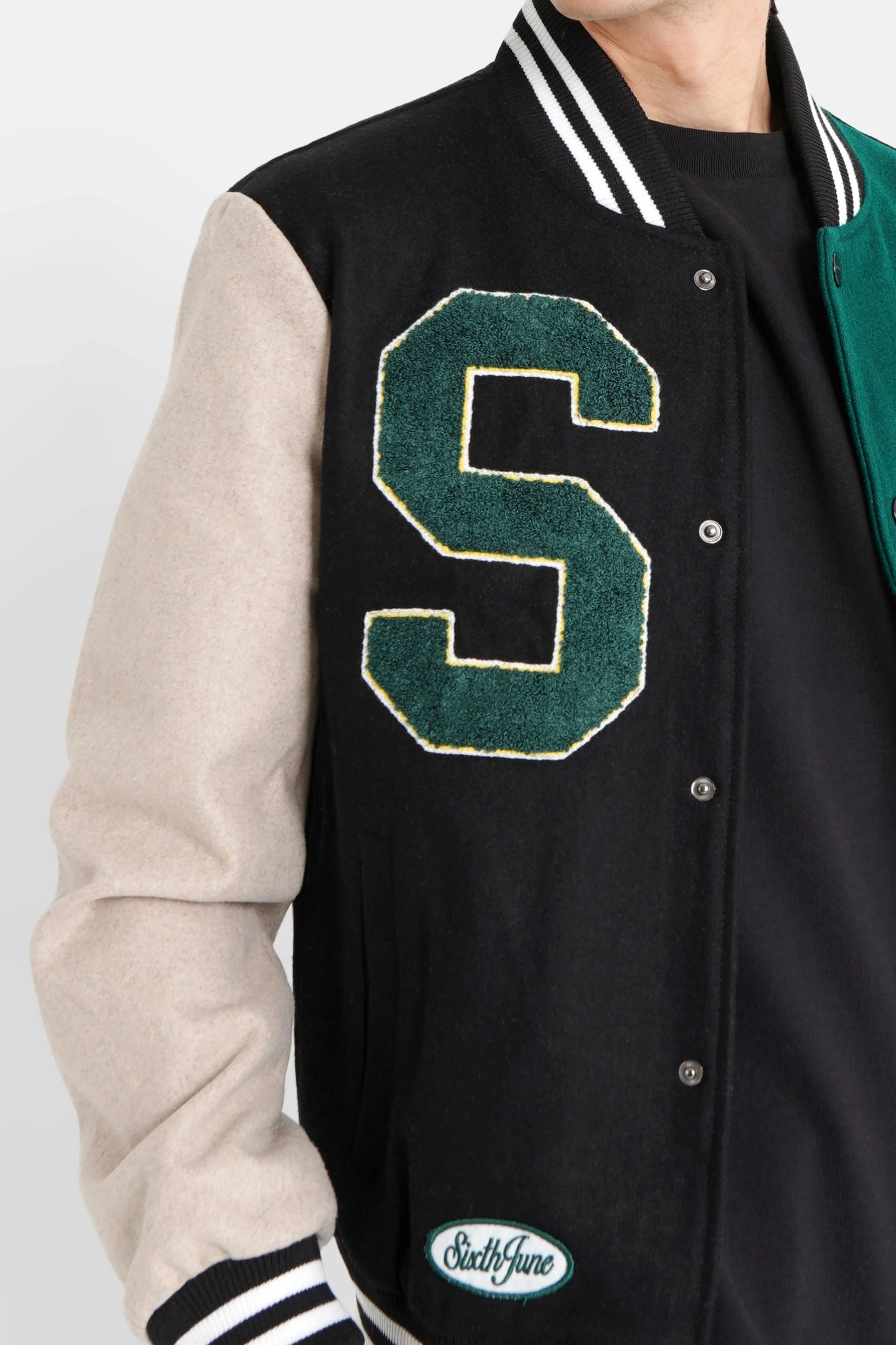 Veste universitaire bicolore Noir - Image 3