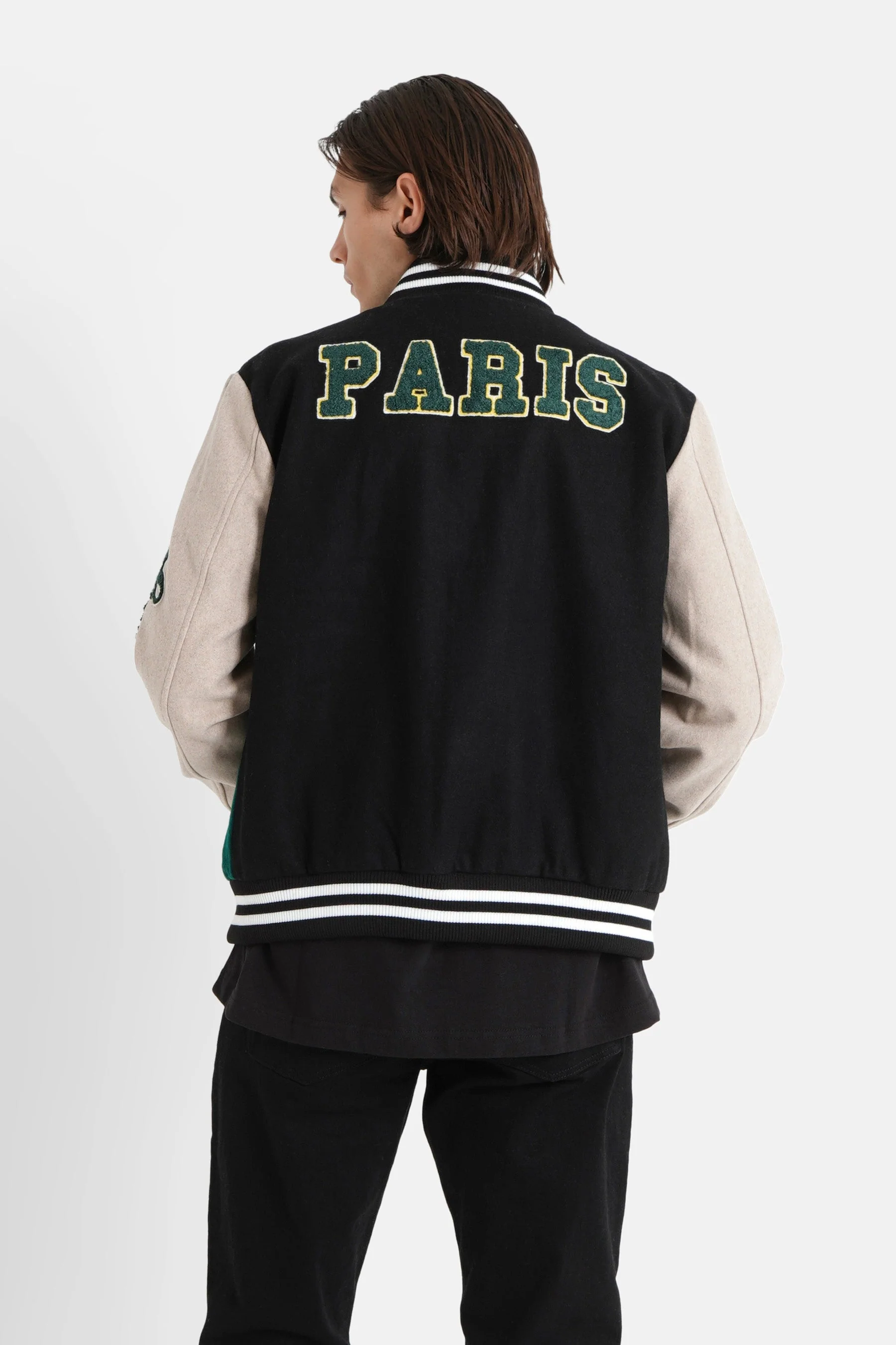 Veste universitaire bicolore Noir - Image 5