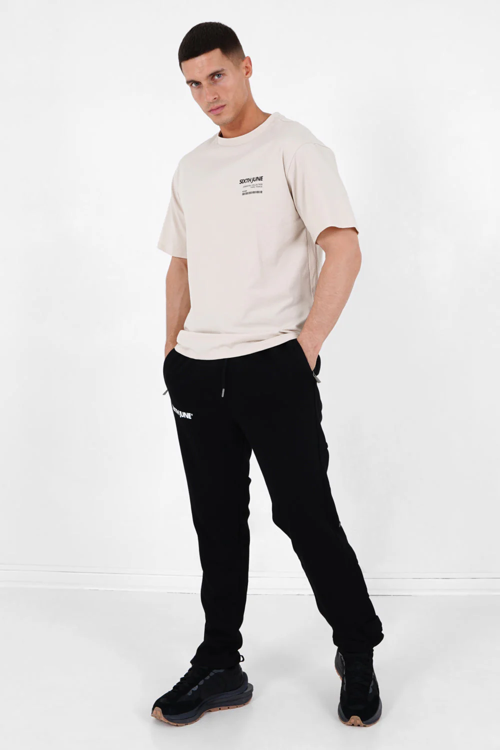 Pantalon jogging boutons Noir - Image 2