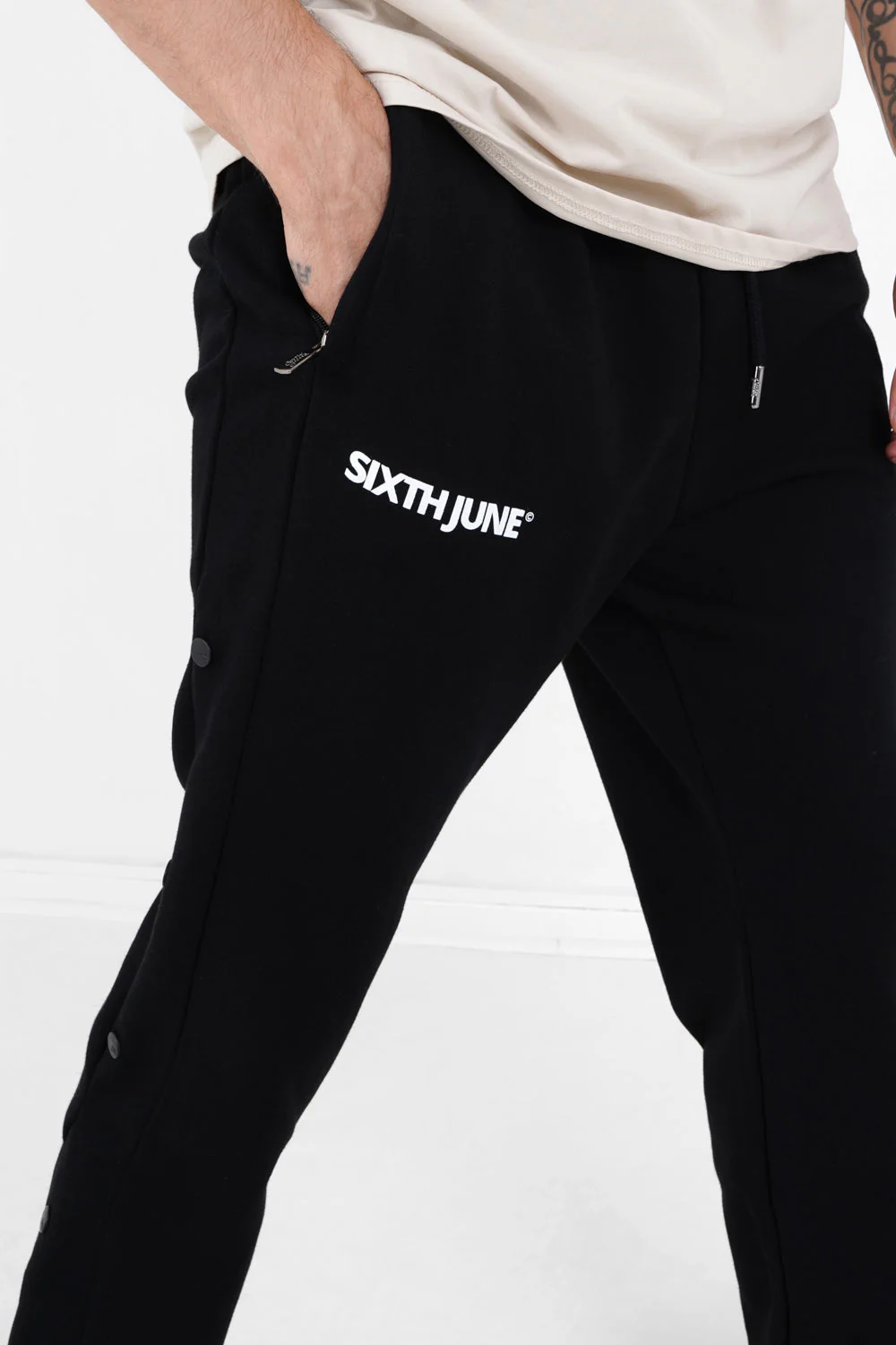 Pantalon jogging boutons Noir - Image 3