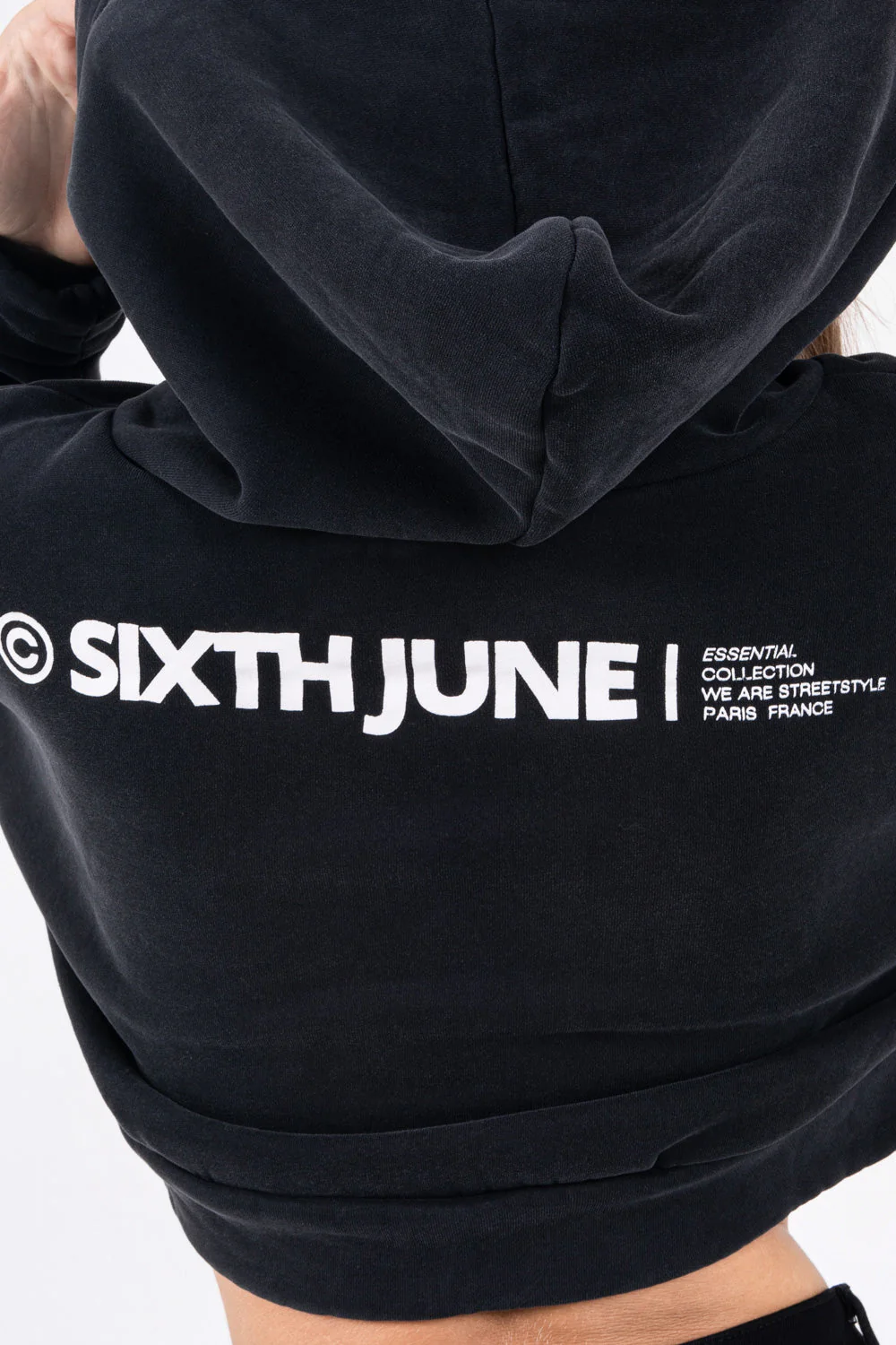 Sweat capuche court logo Noir - Image 3