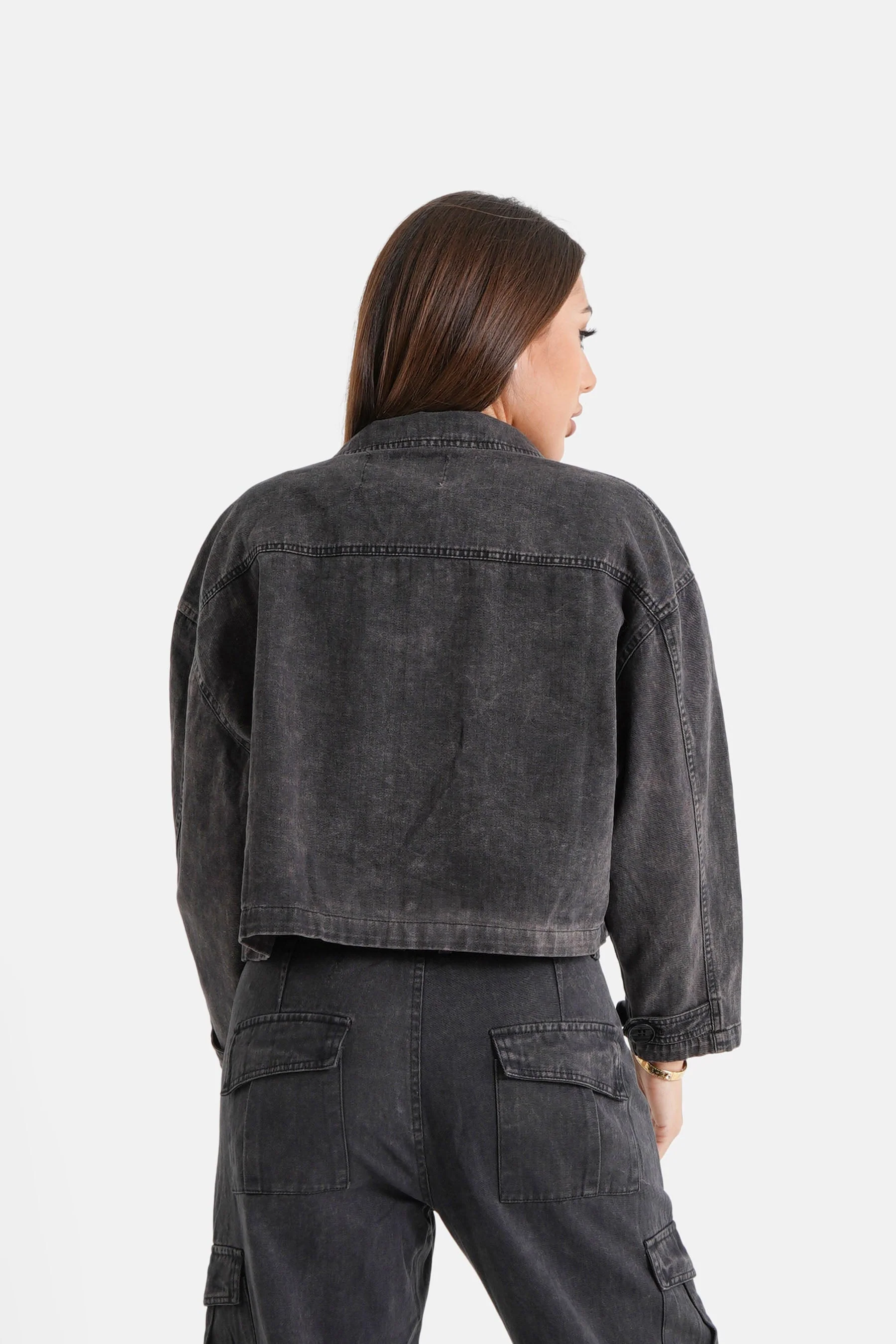 Veste délavée poches Noir - Image 5