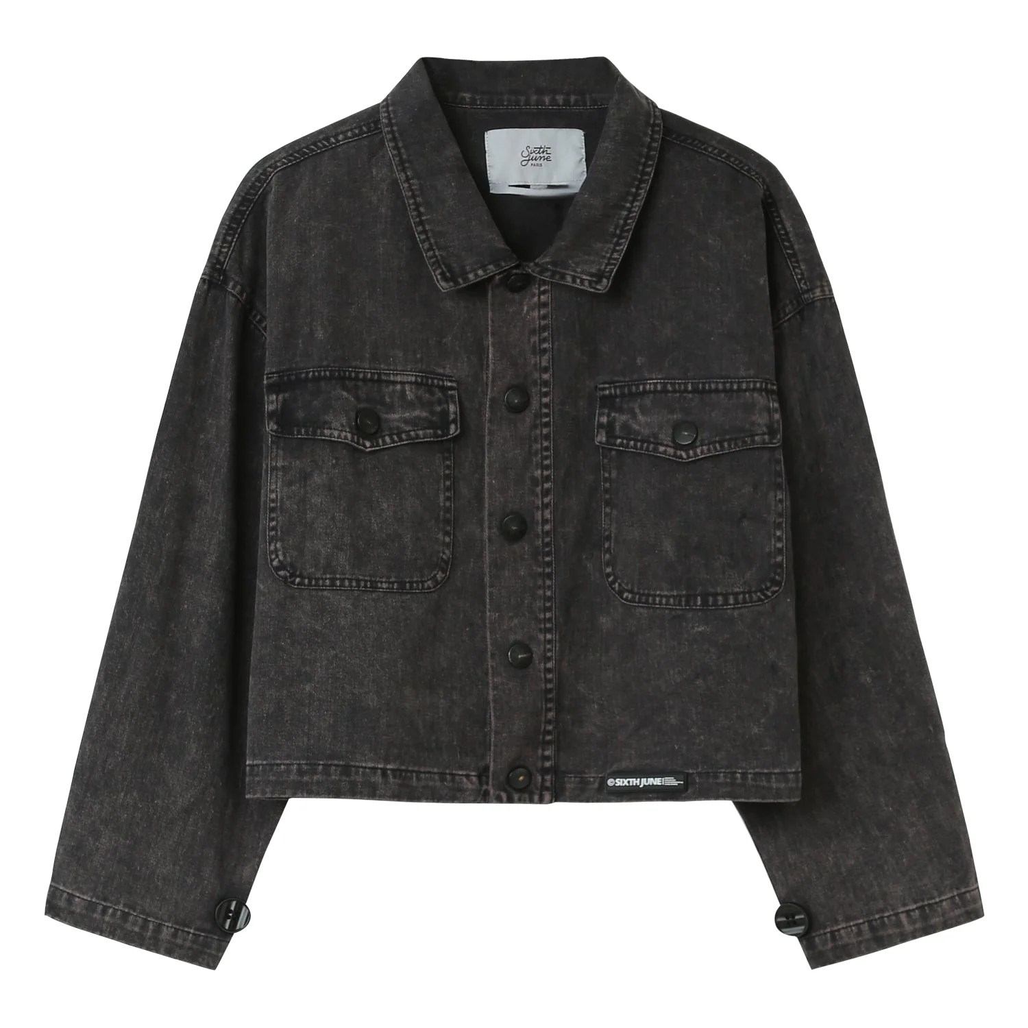 Veste délavée poches Noir - Image 6