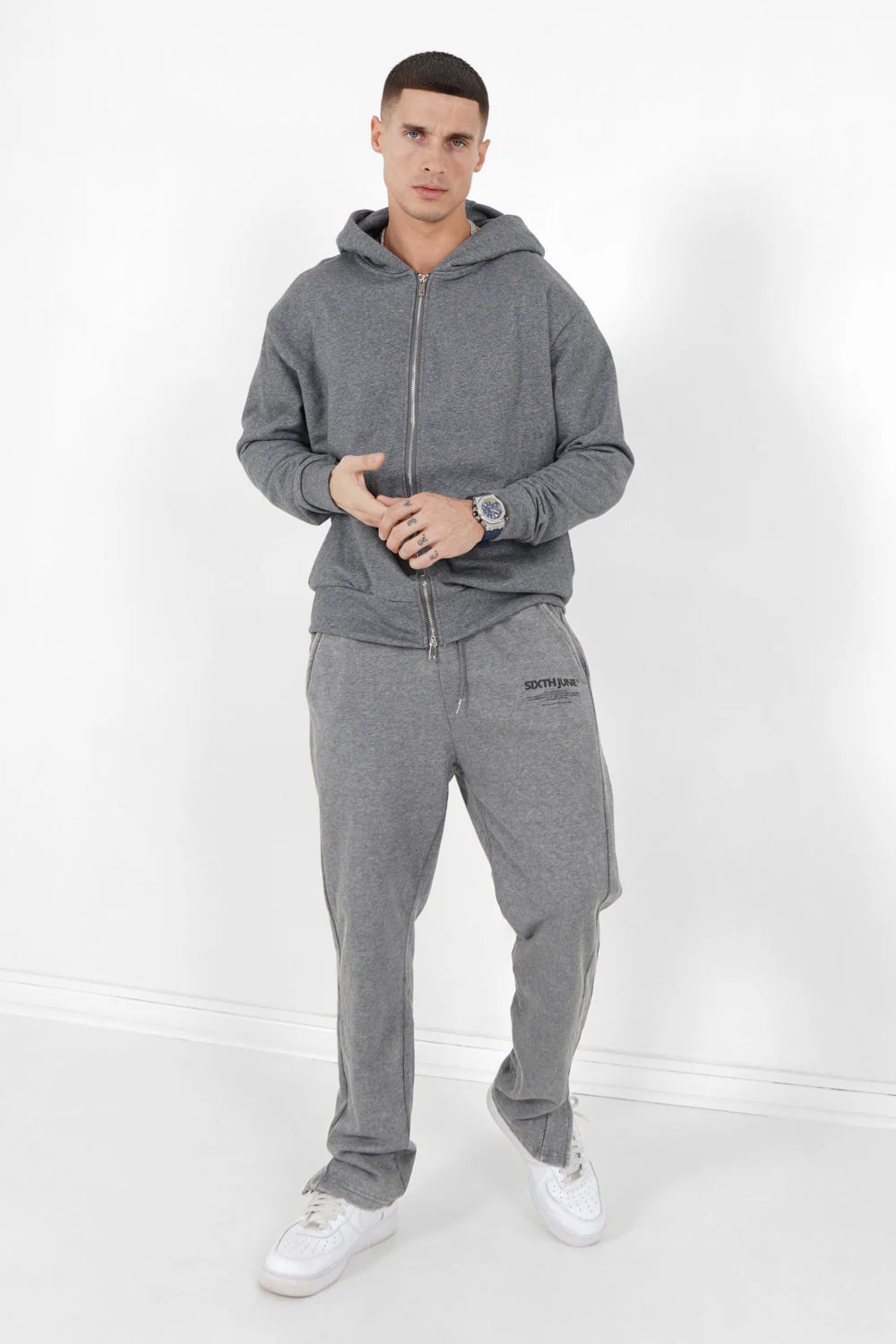 Jogging droit délavé logo Gris foncé - Image 2