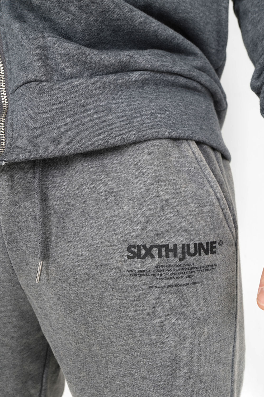 Jogging droit délavé logo Gris foncé - Image 3