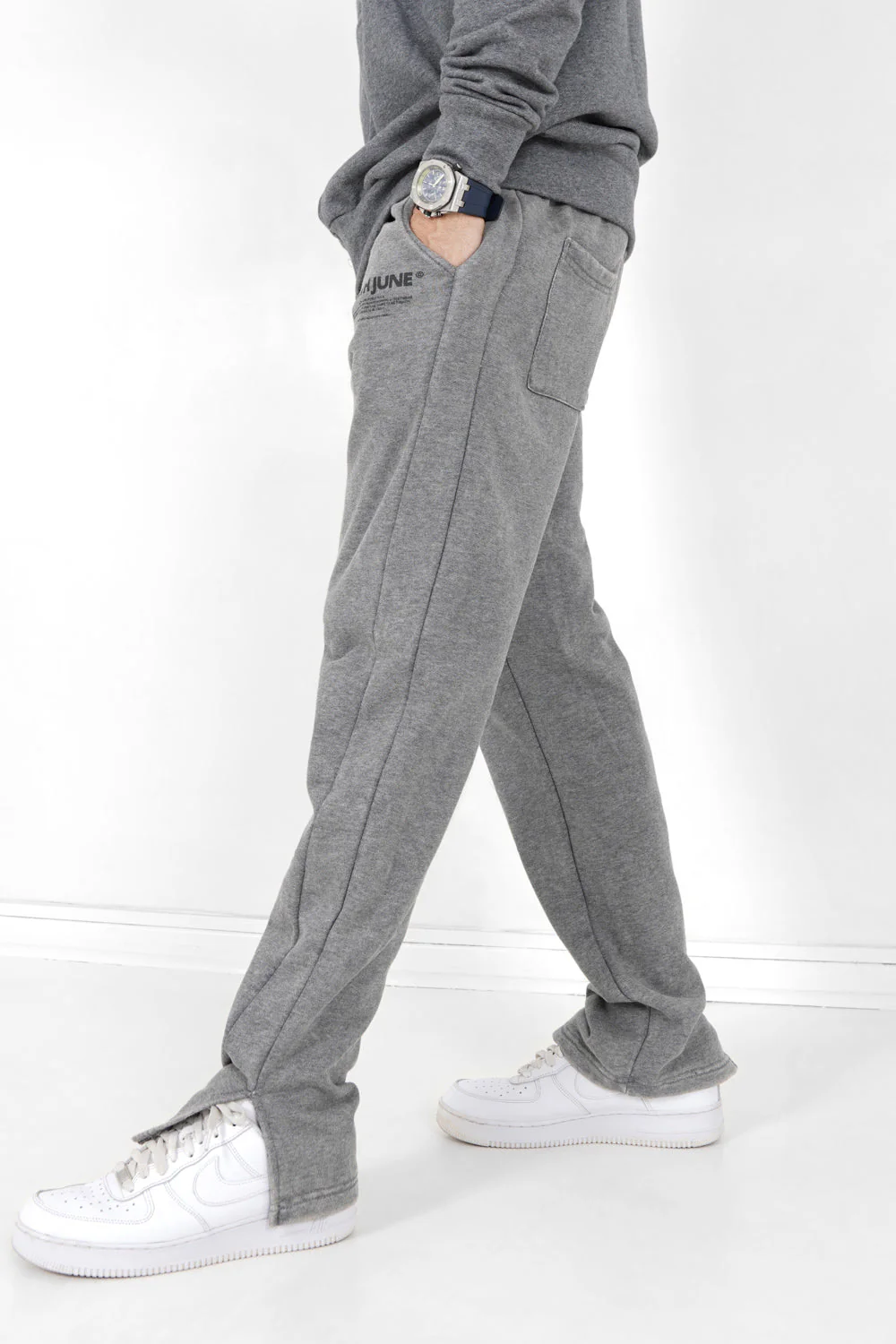 Jogging droit délavé logo Gris foncé - Image 4