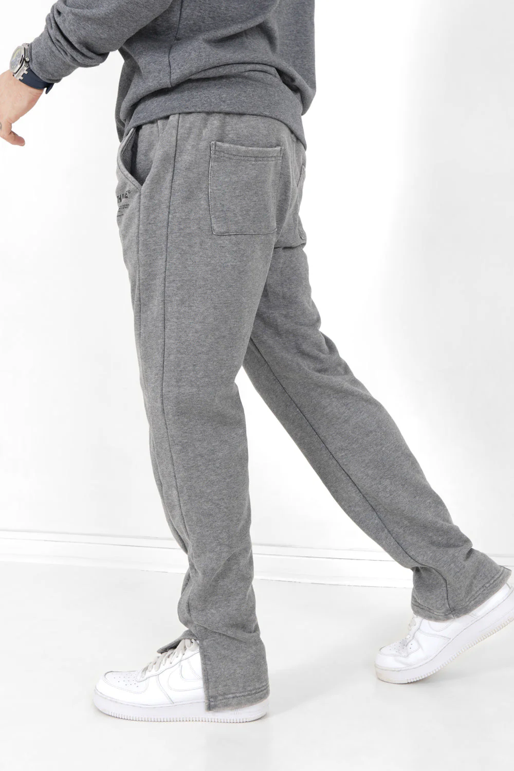 Jogging droit délavé logo Gris foncé - Image 5