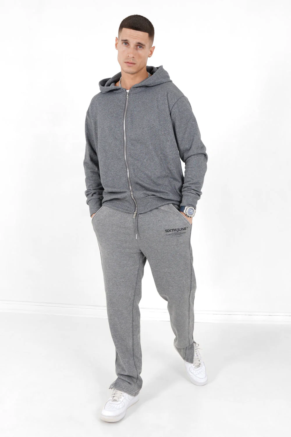 Gilet zippé capuche logo Gris foncé - Image 2