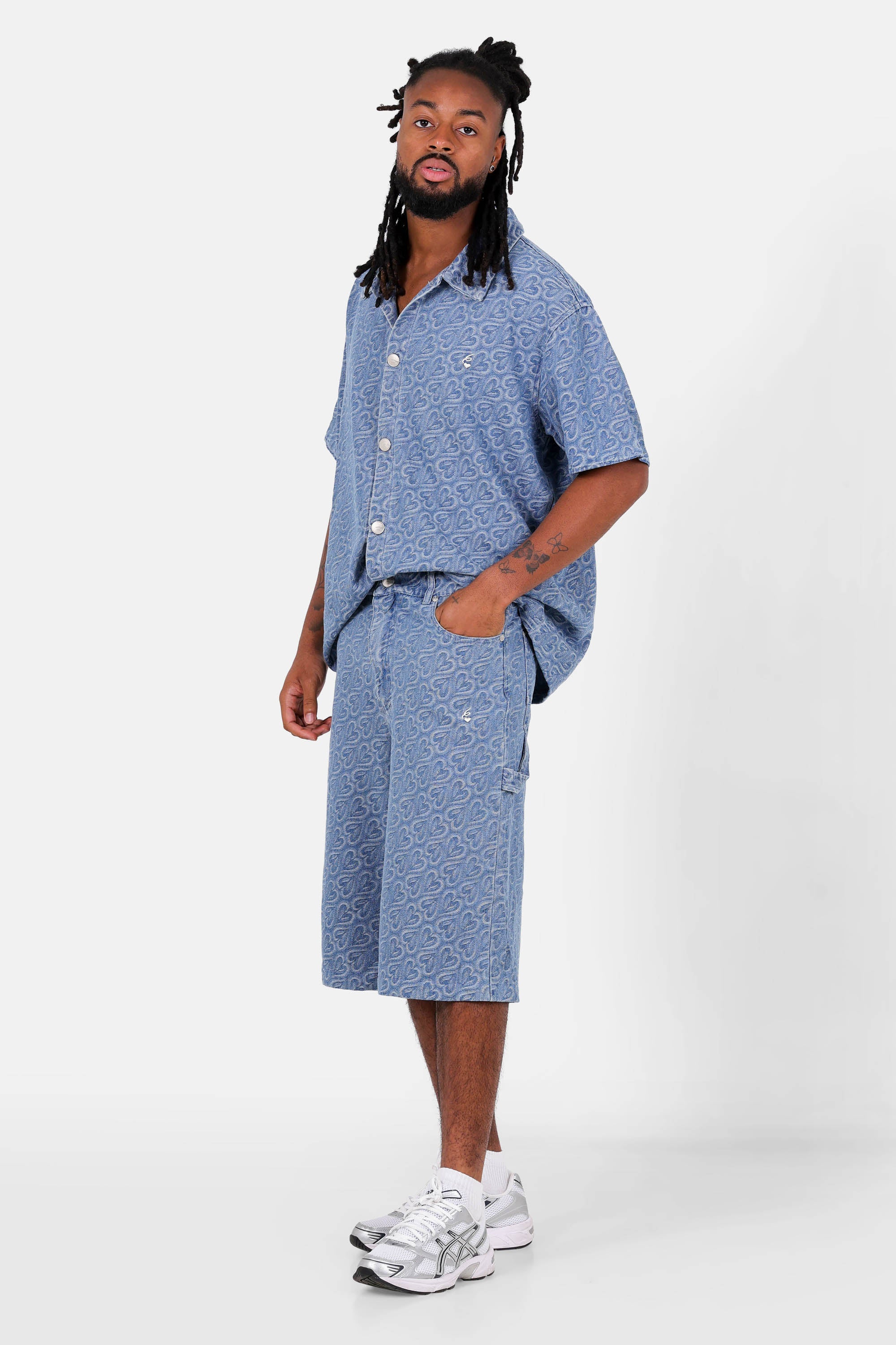 HEART printed denim short - Image 2