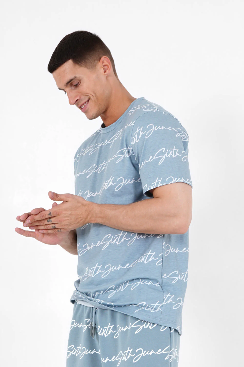 T-shirt logo signature Bleu clair - Image 4