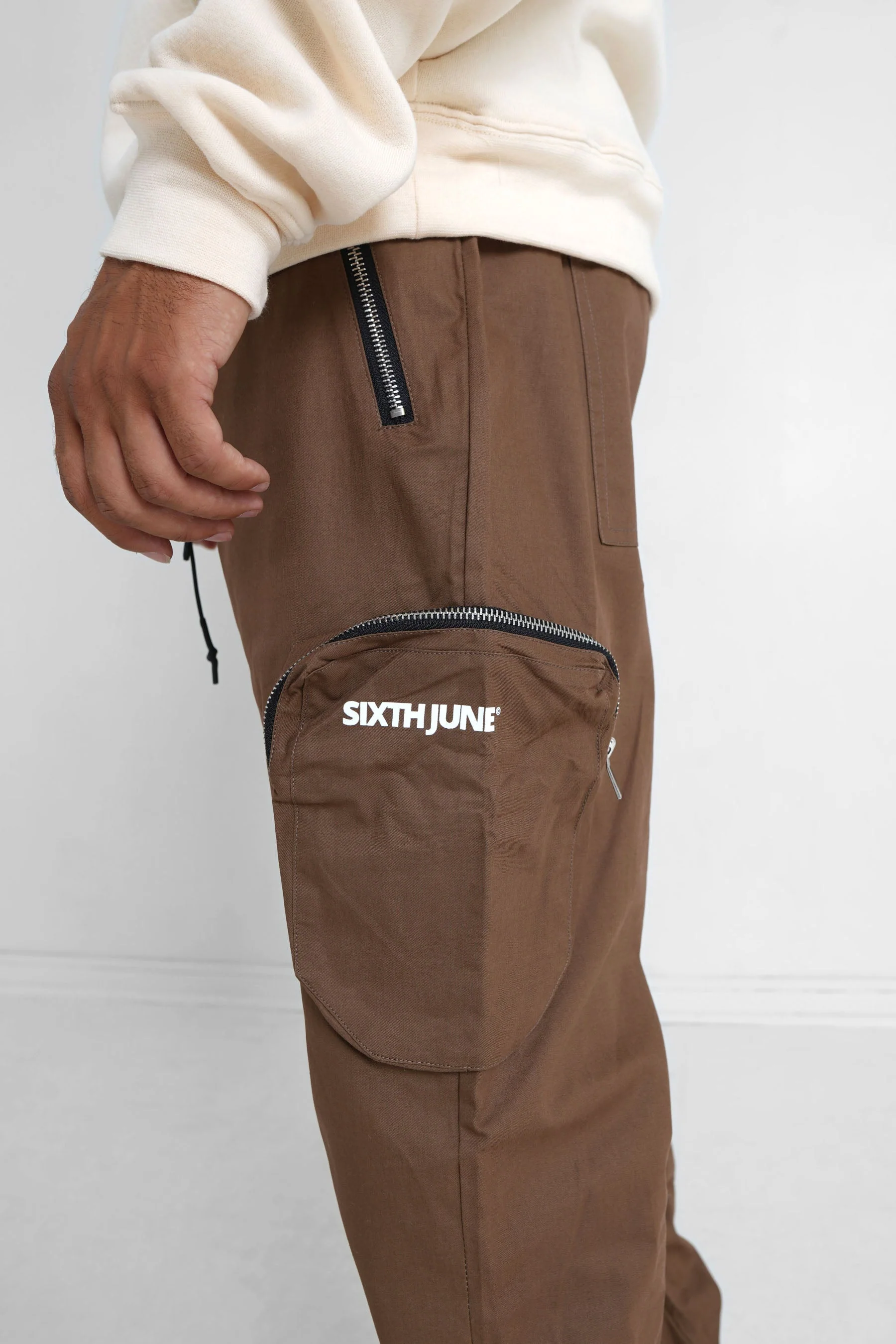 Pantalon cargo zip Marron foncé - Image 3