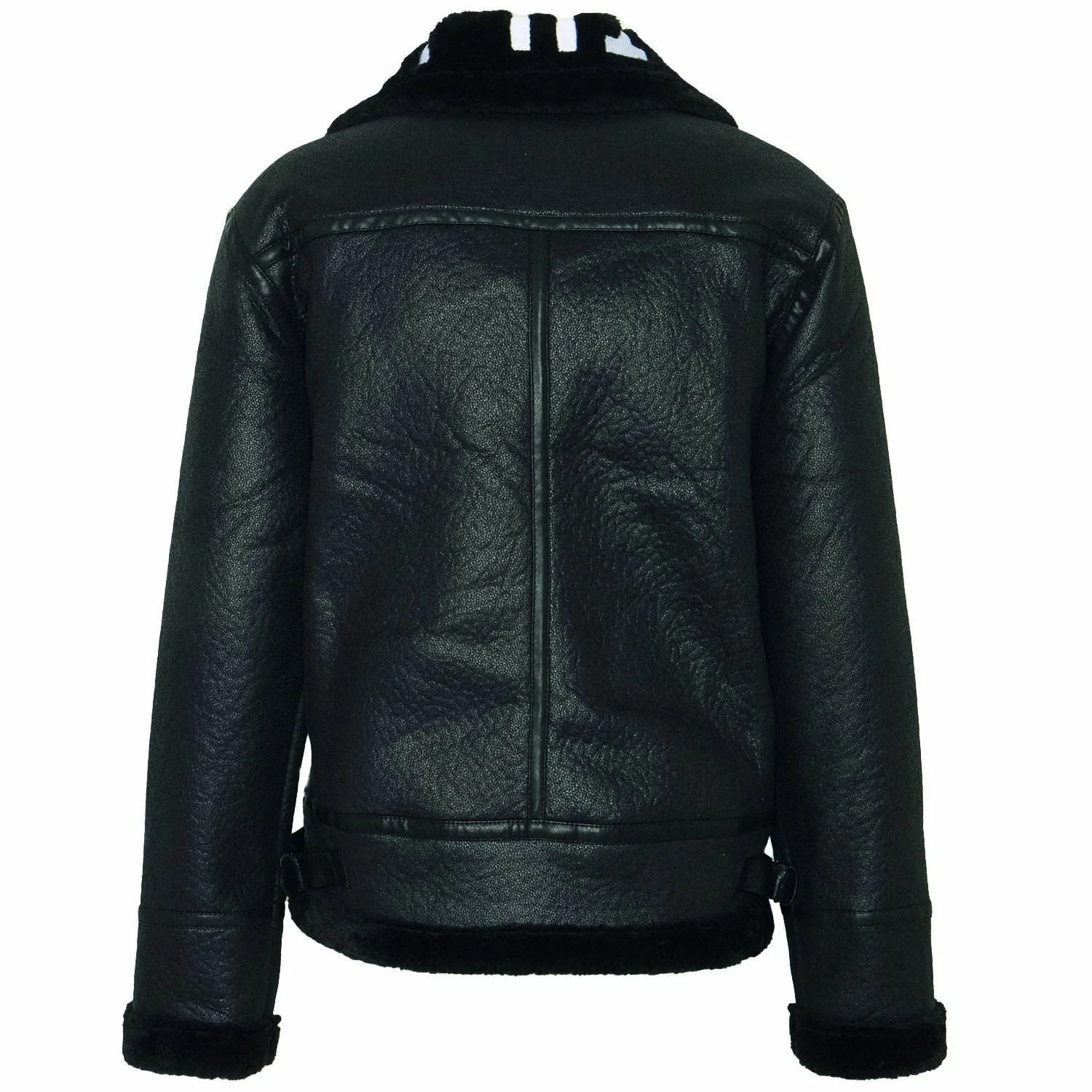 Veste aviateur sherpa col logo Noir - Image 7