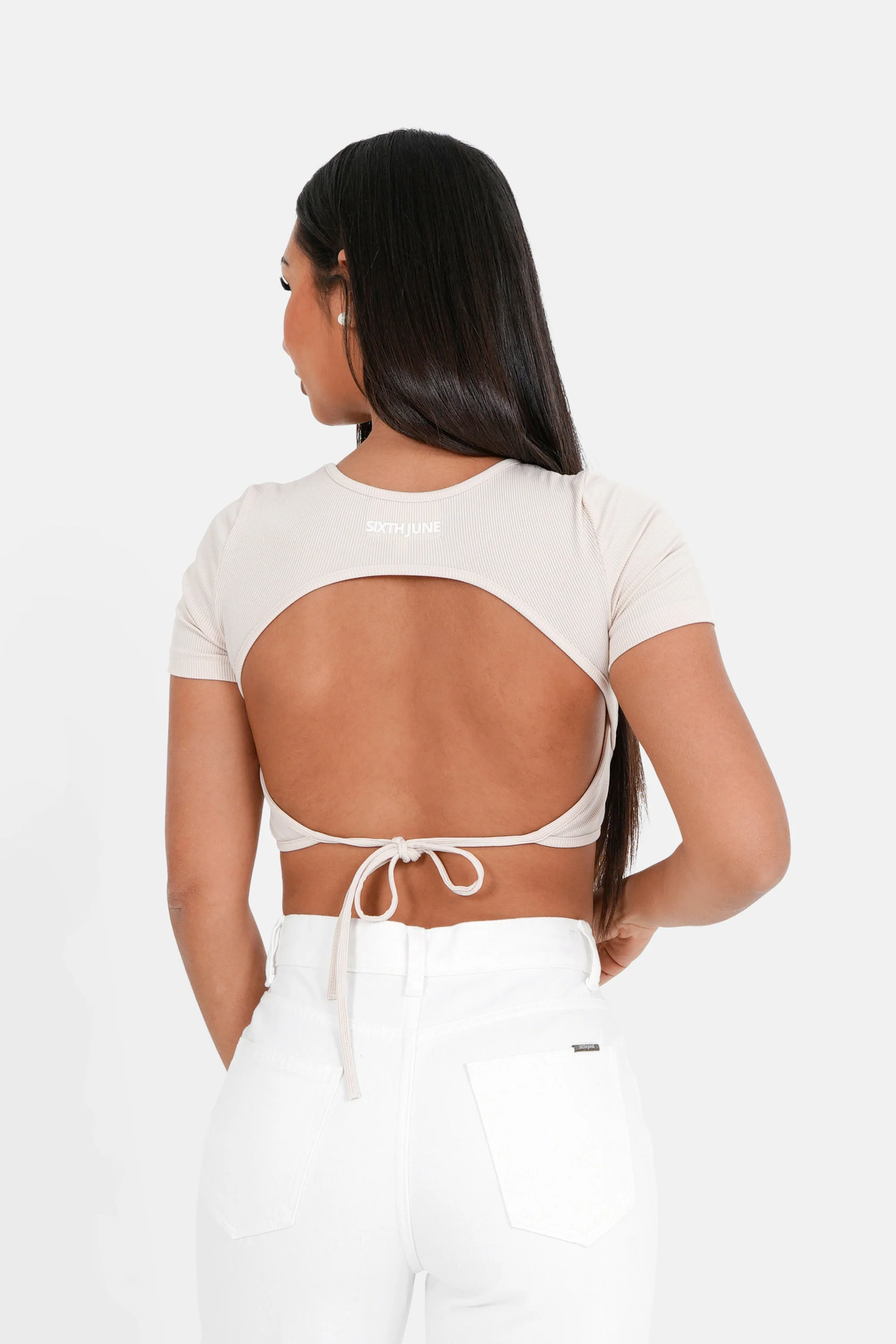 BACKLESS laced s/s top