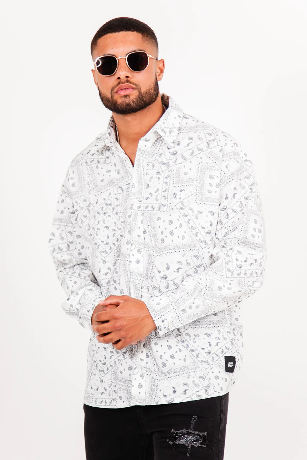 Chemise imprimé bandana blanc - Image 2