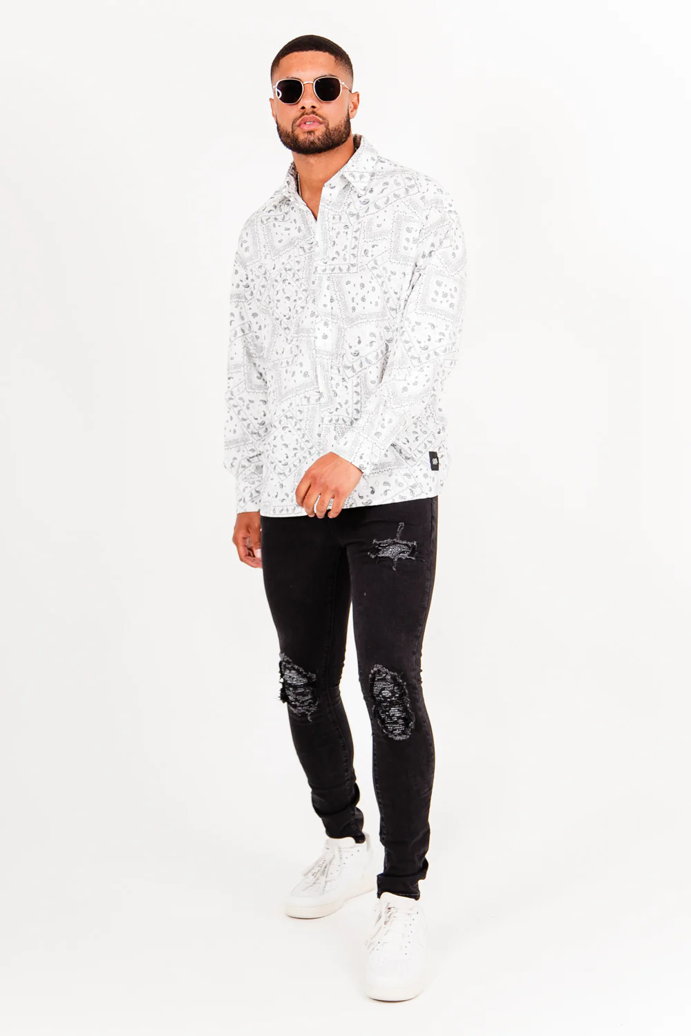 Chemise imprimé bandana blanc - Image 5
