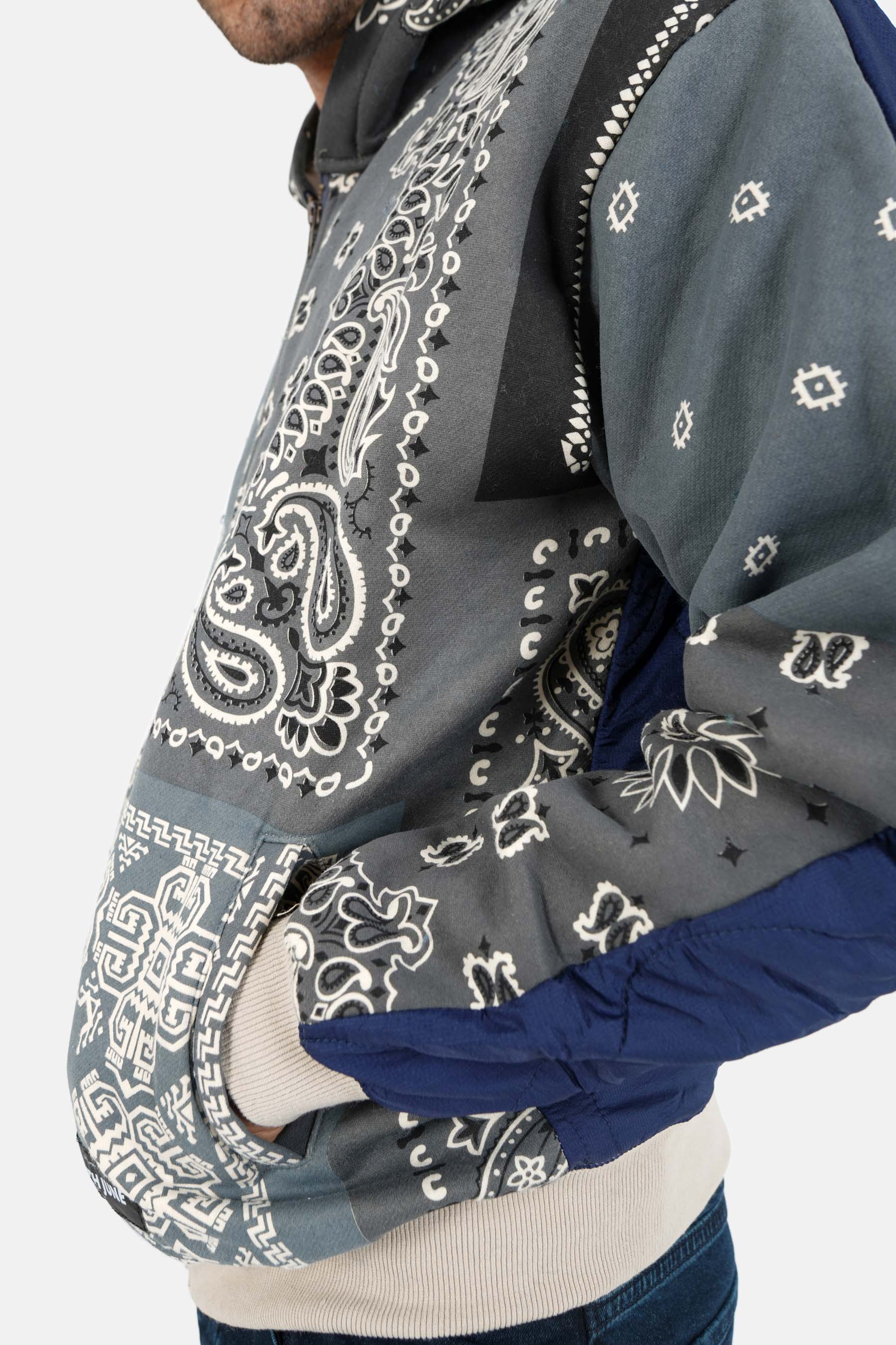Gilet zippé bandana bicolore Gris - Image 3