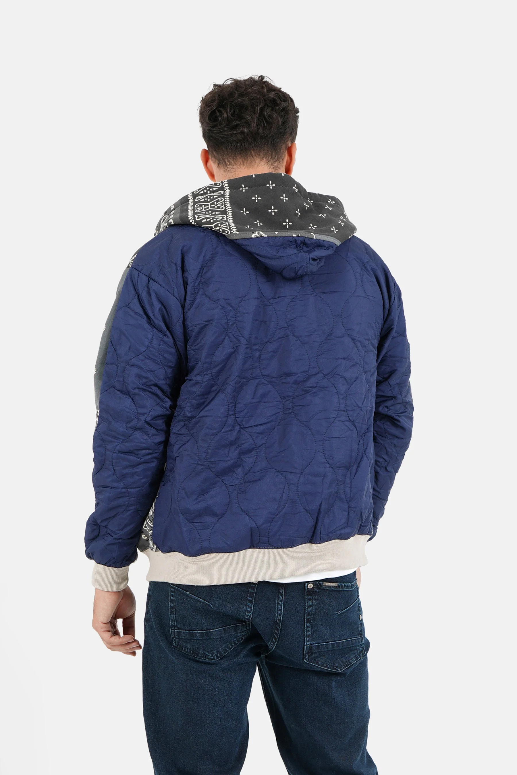 Gilet zippé bandana bicolore Gris - Image 5