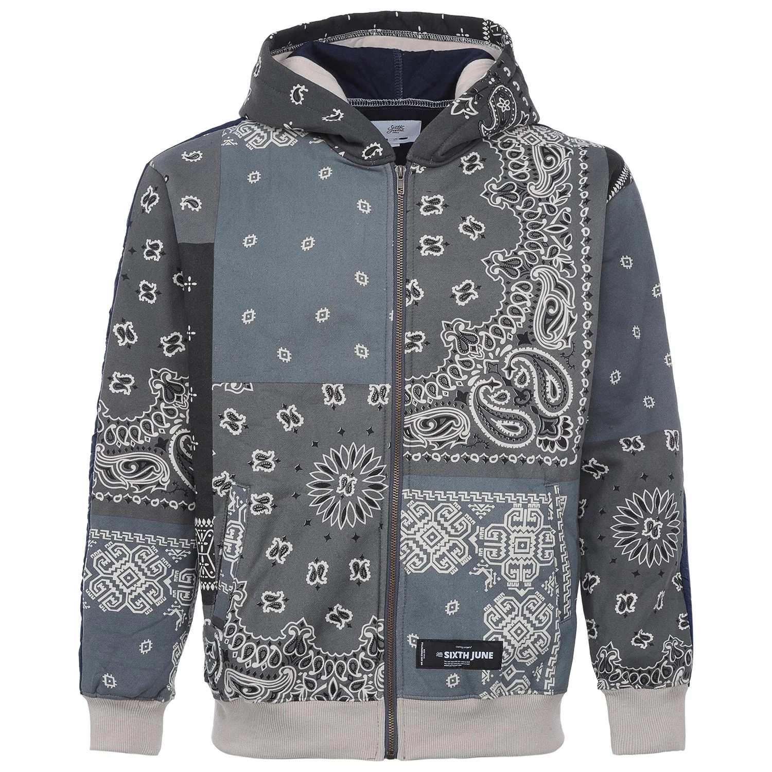 Gilet zippé bandana bicolore Gris - Image 6