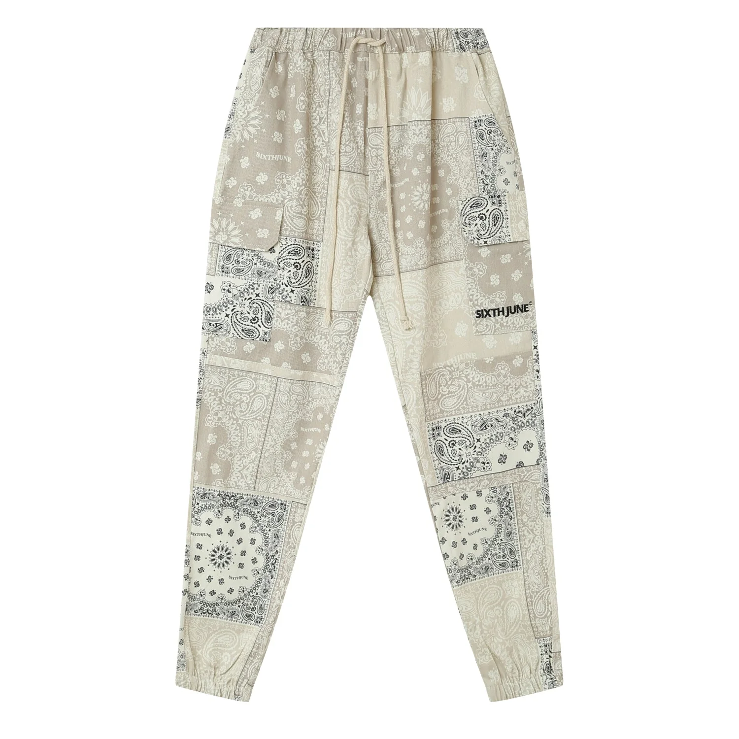 Pantalon cargo bandana patchwork Beige - Image 8