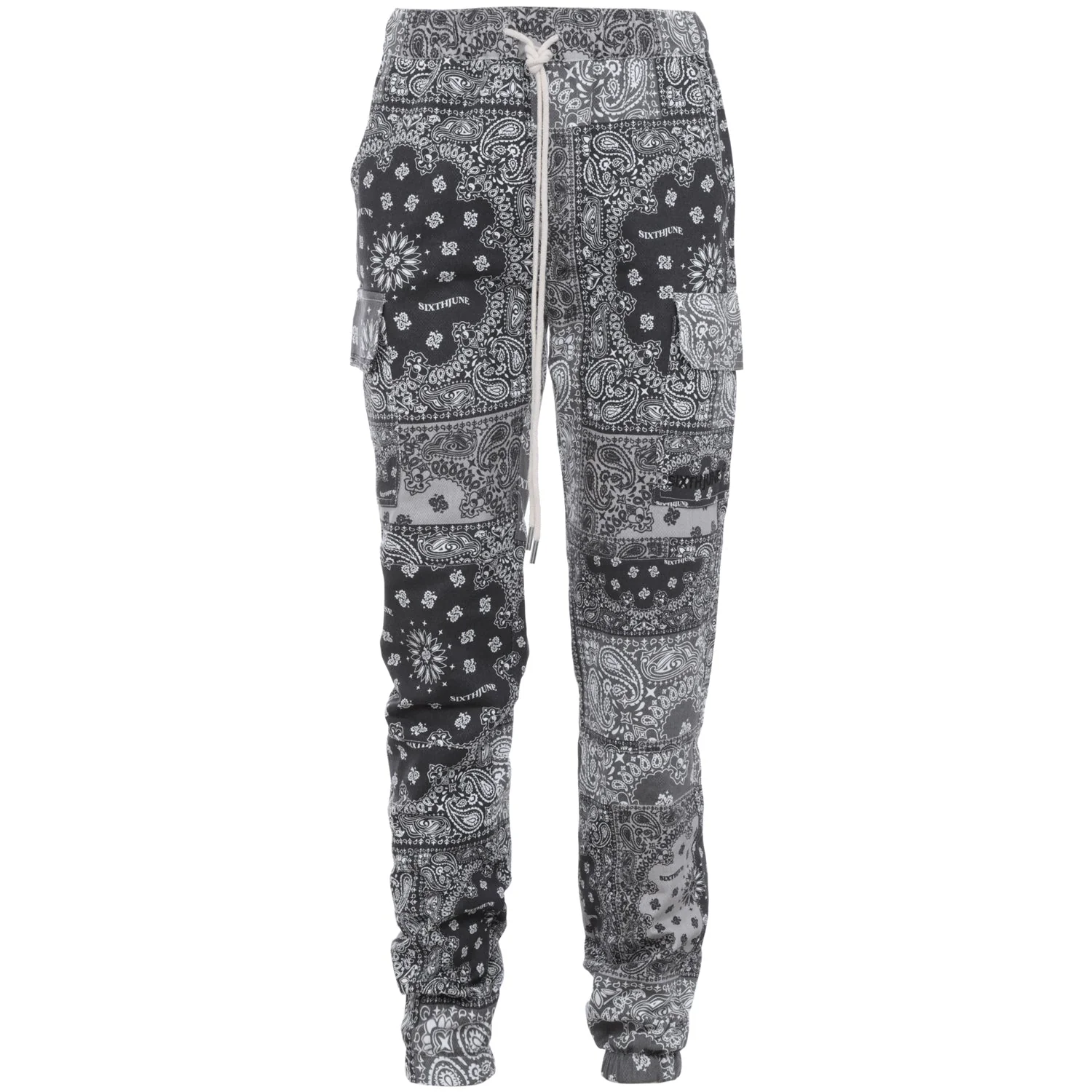 Pantalon cargo bandana patchwork Noir - Image 7