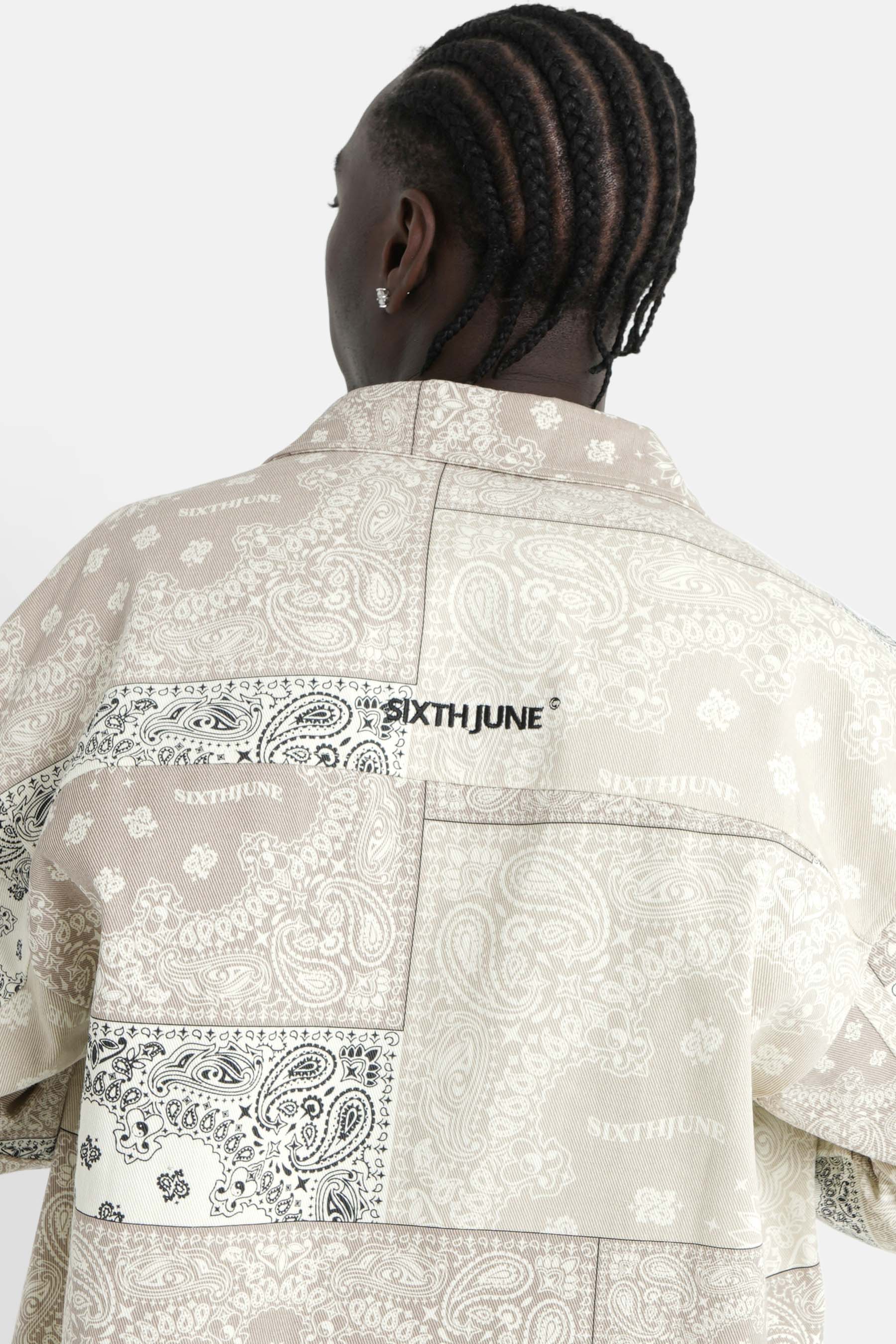 Chemise cargo bandana patchwork Beige - Image 4