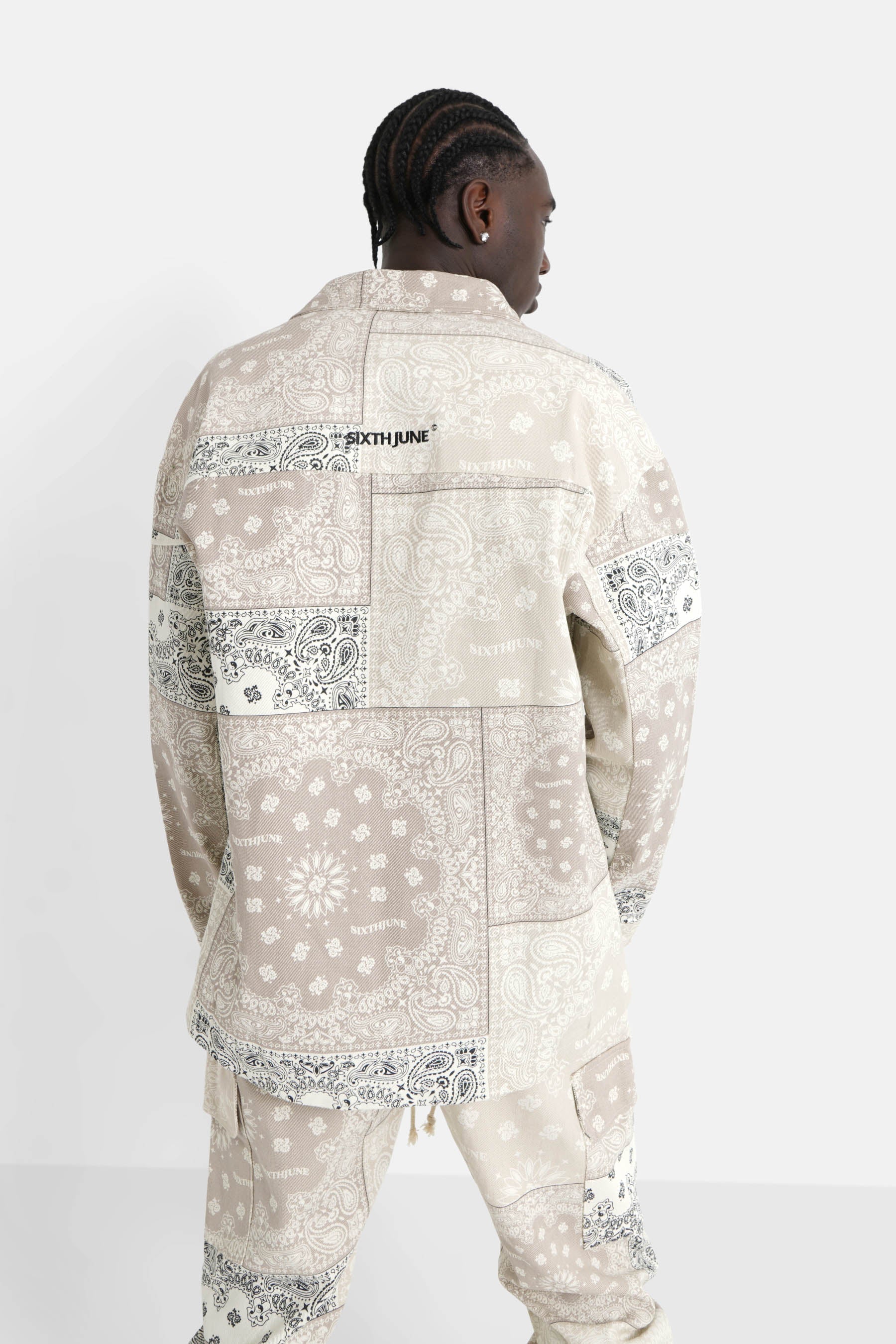Chemise cargo bandana patchwork Beige - Image 5
