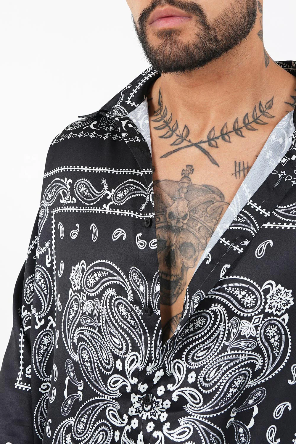 Chemise bandana fluide Noir - Image 3
