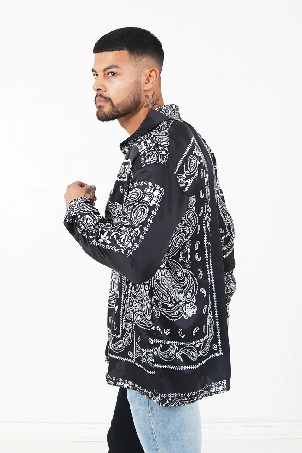 Chemise bandana fluide Noir - Image 4