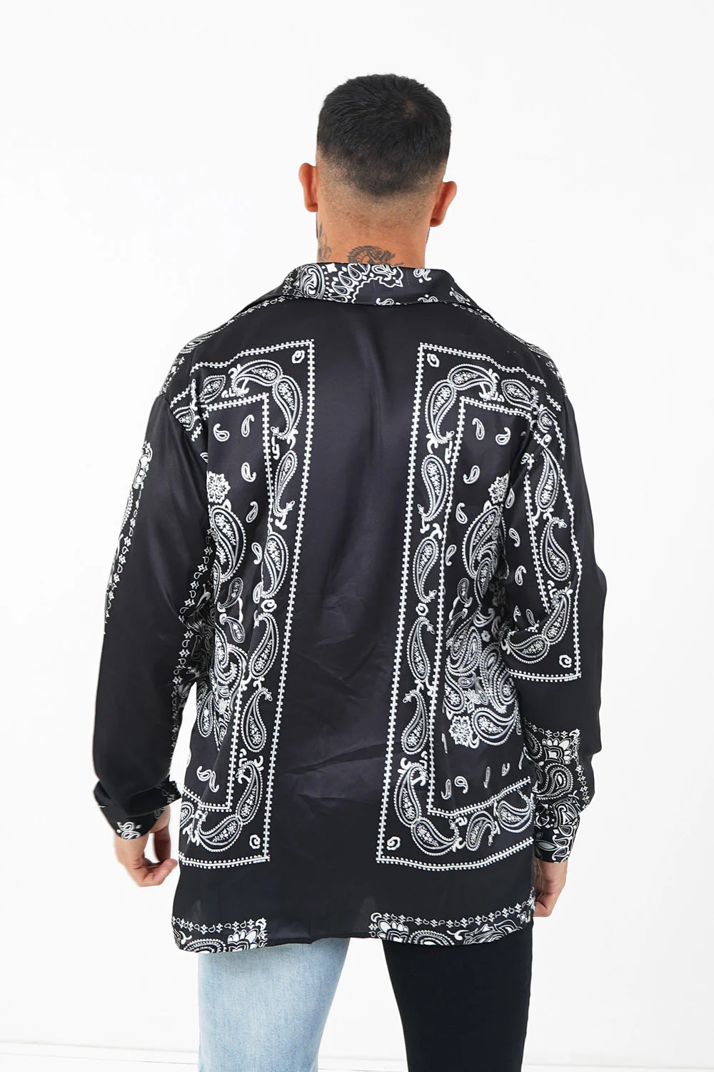 Chemise bandana fluide Noir - Image 5