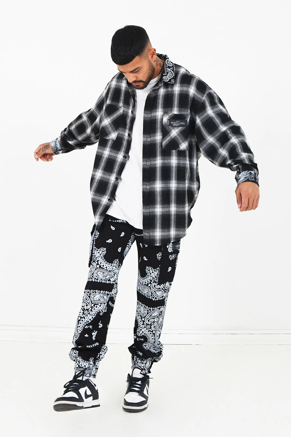 Chemise tartan bandana Noir - Image 2