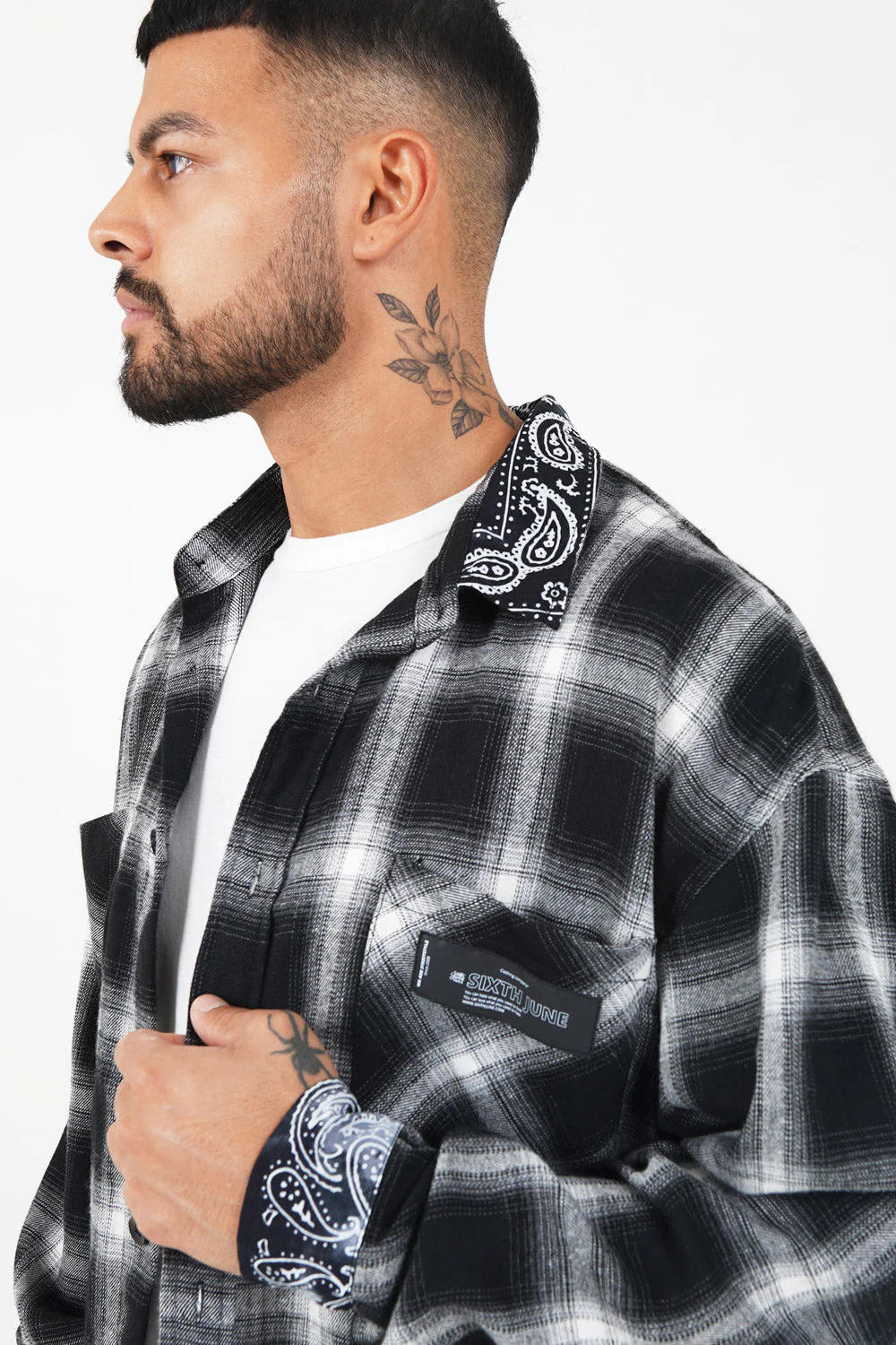 Chemise tartan bandana Noir - Image 3