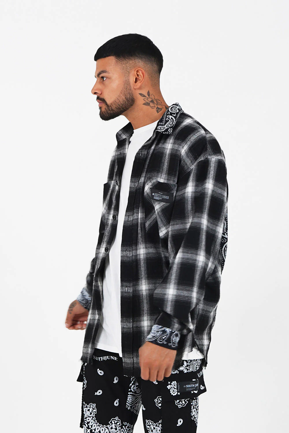 Chemise tartan bandana Noir - Image 4