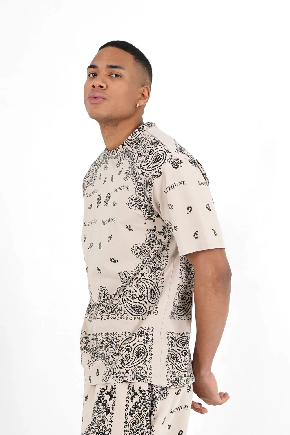 T-shirt imprimé bandana Beige - Image 4