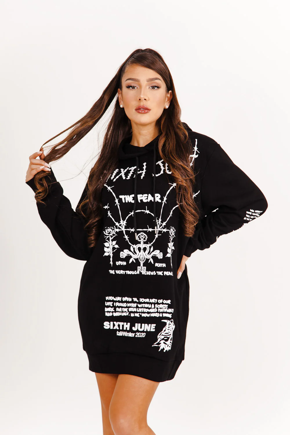 Robe sweat gothique roses coeur noir - Image 2