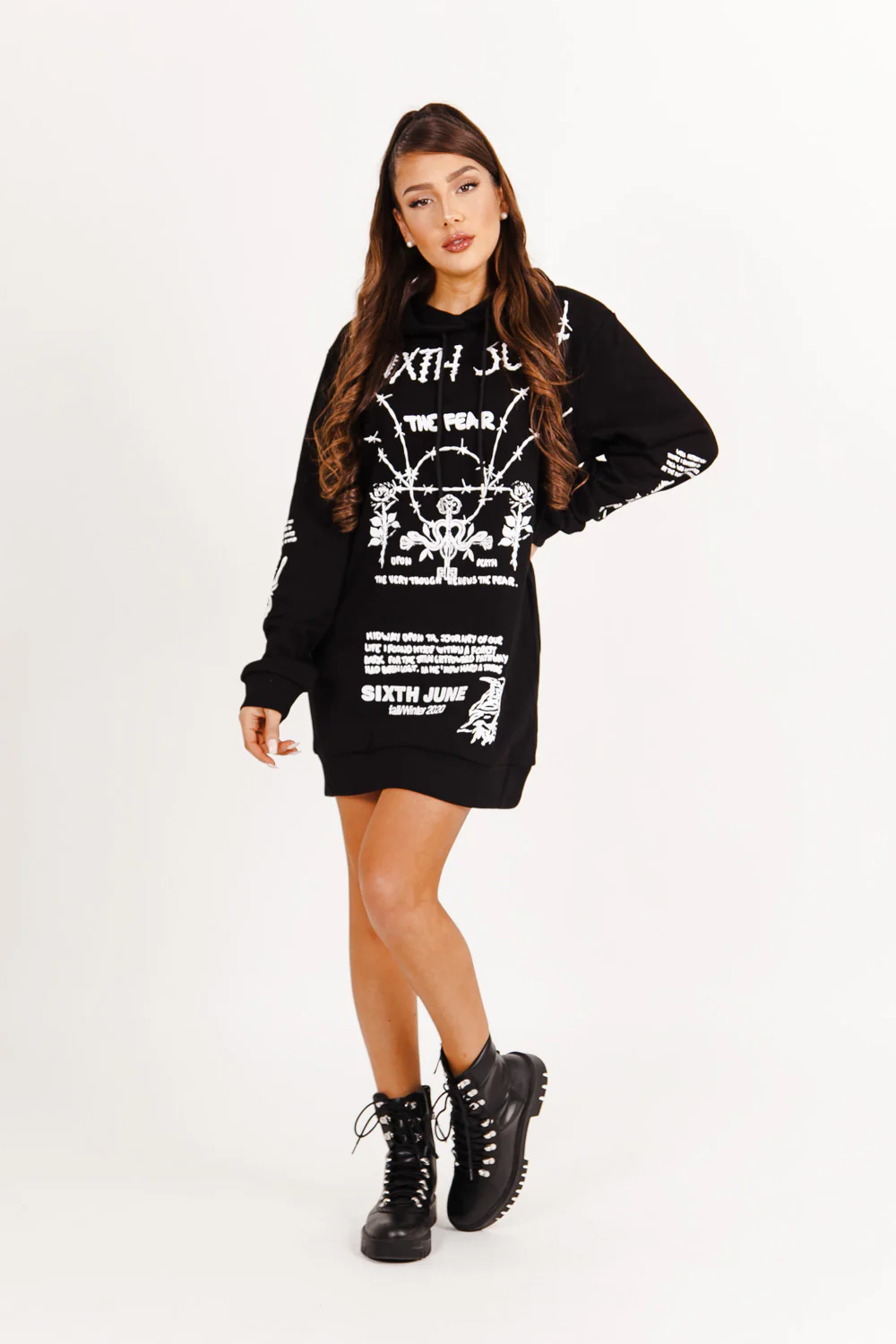 Robe sweat gothique roses coeur noir - Image 6