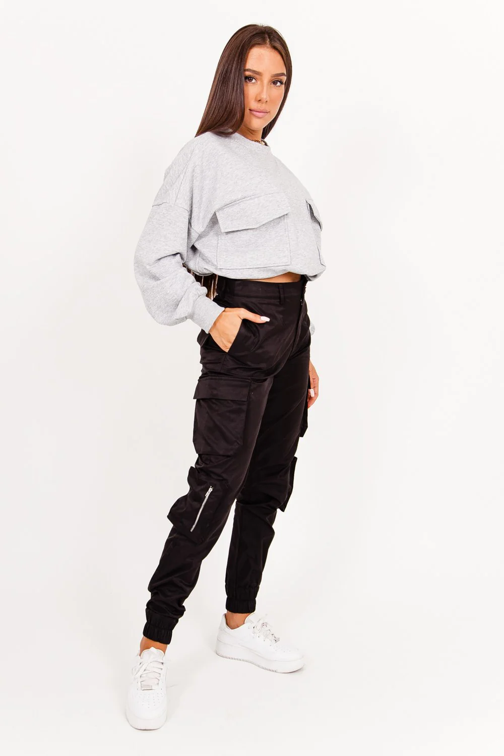 Pantalon cargo zip noir - Image 5