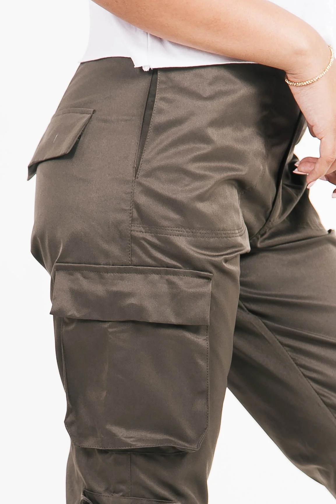Pantalon cargo zip kaki - Image 2