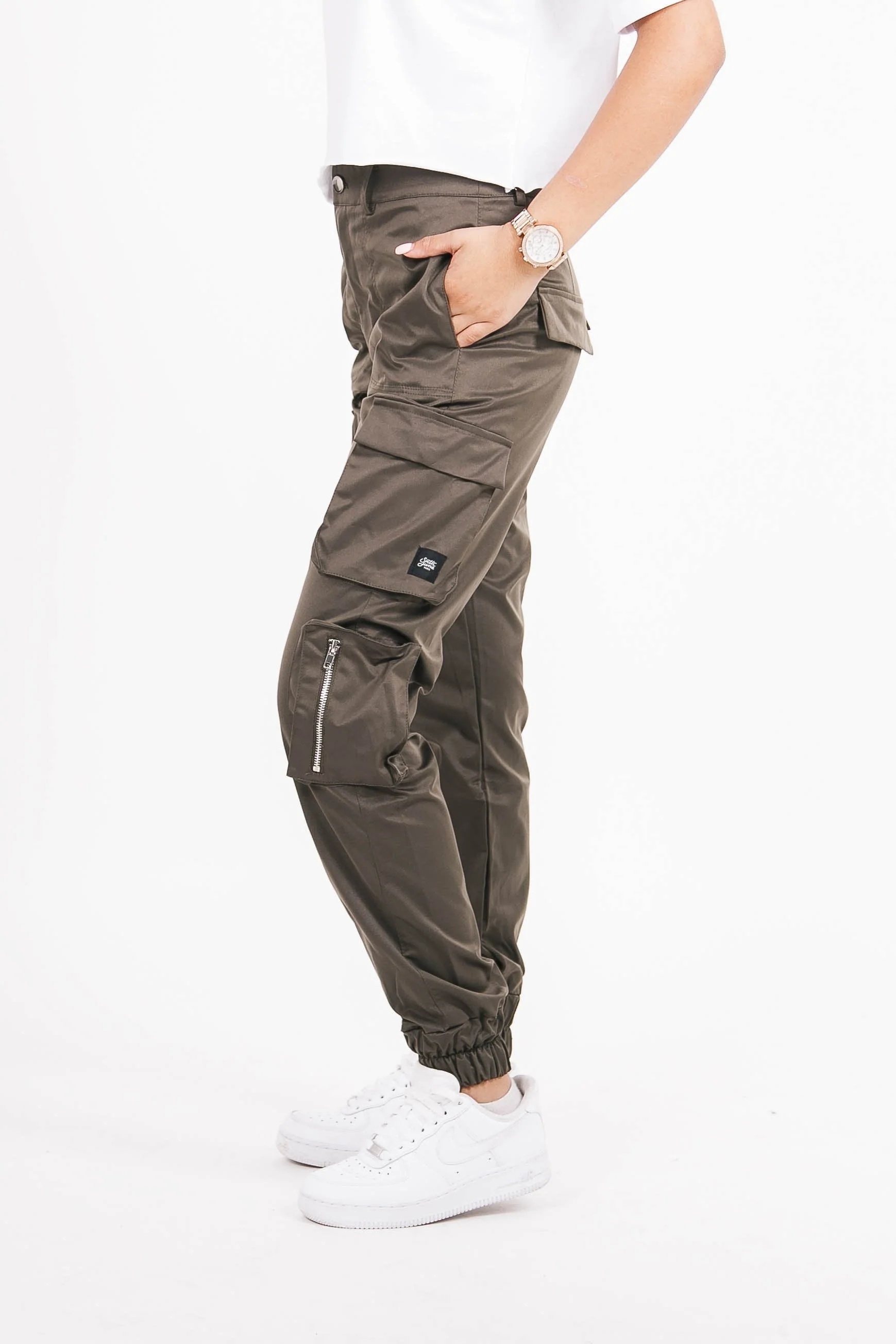 Pantalon cargo zip kaki - Image 3