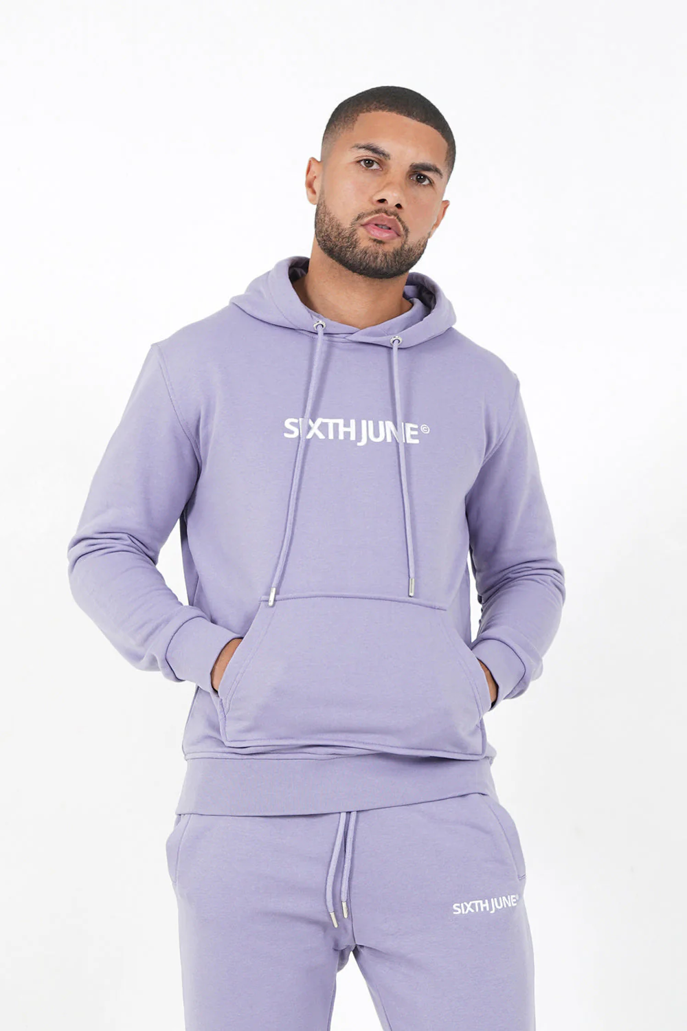 Sweatshirt capuche logo brodé Violet