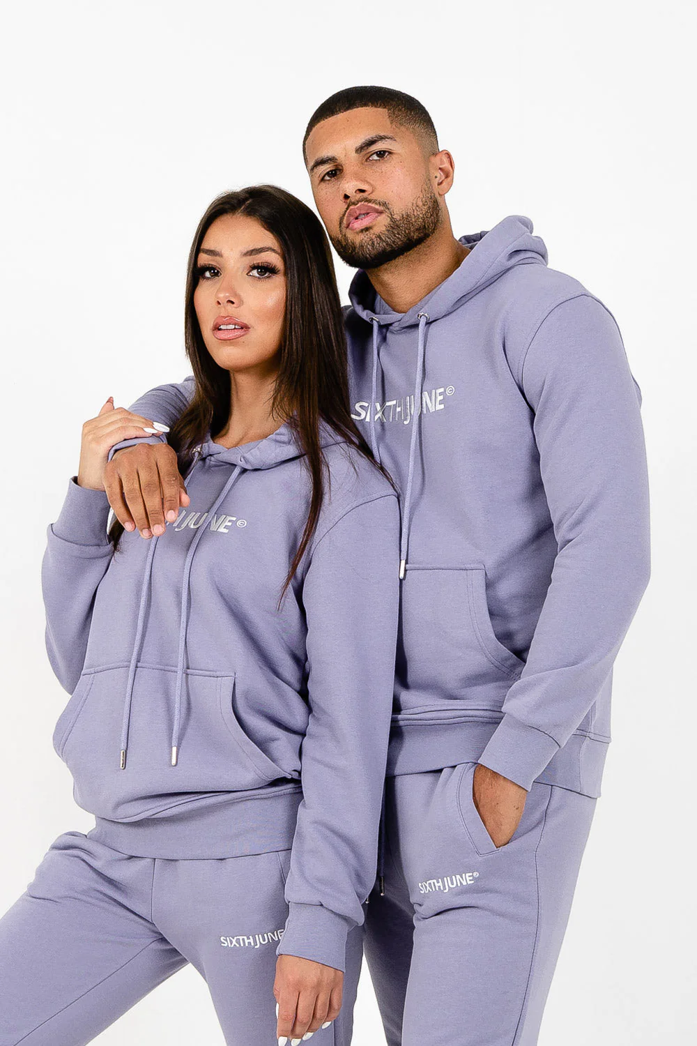 Sweatshirt capuche logo brodé Violet - Image 7