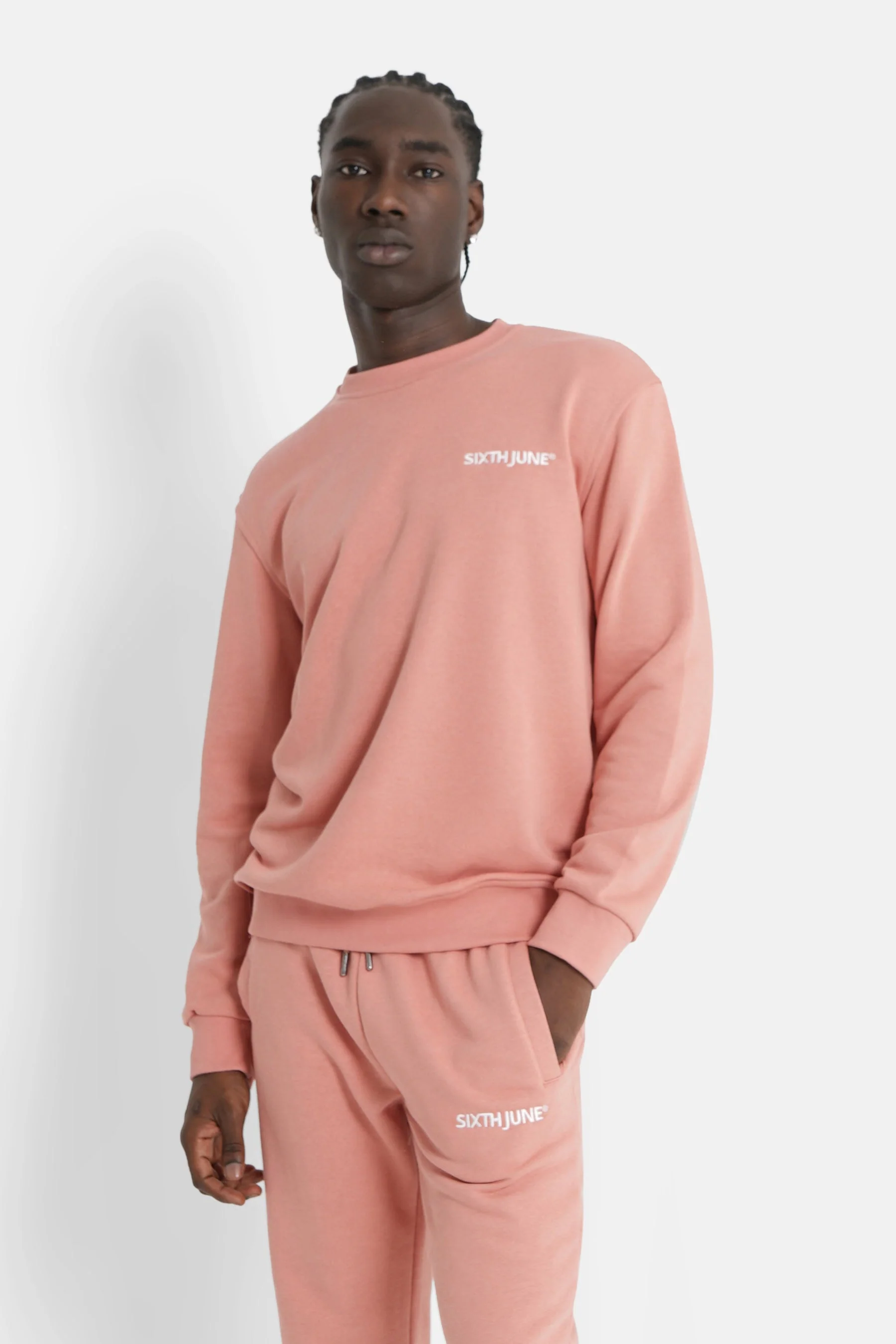 Sweatshirt soft logo brodé Rose clair