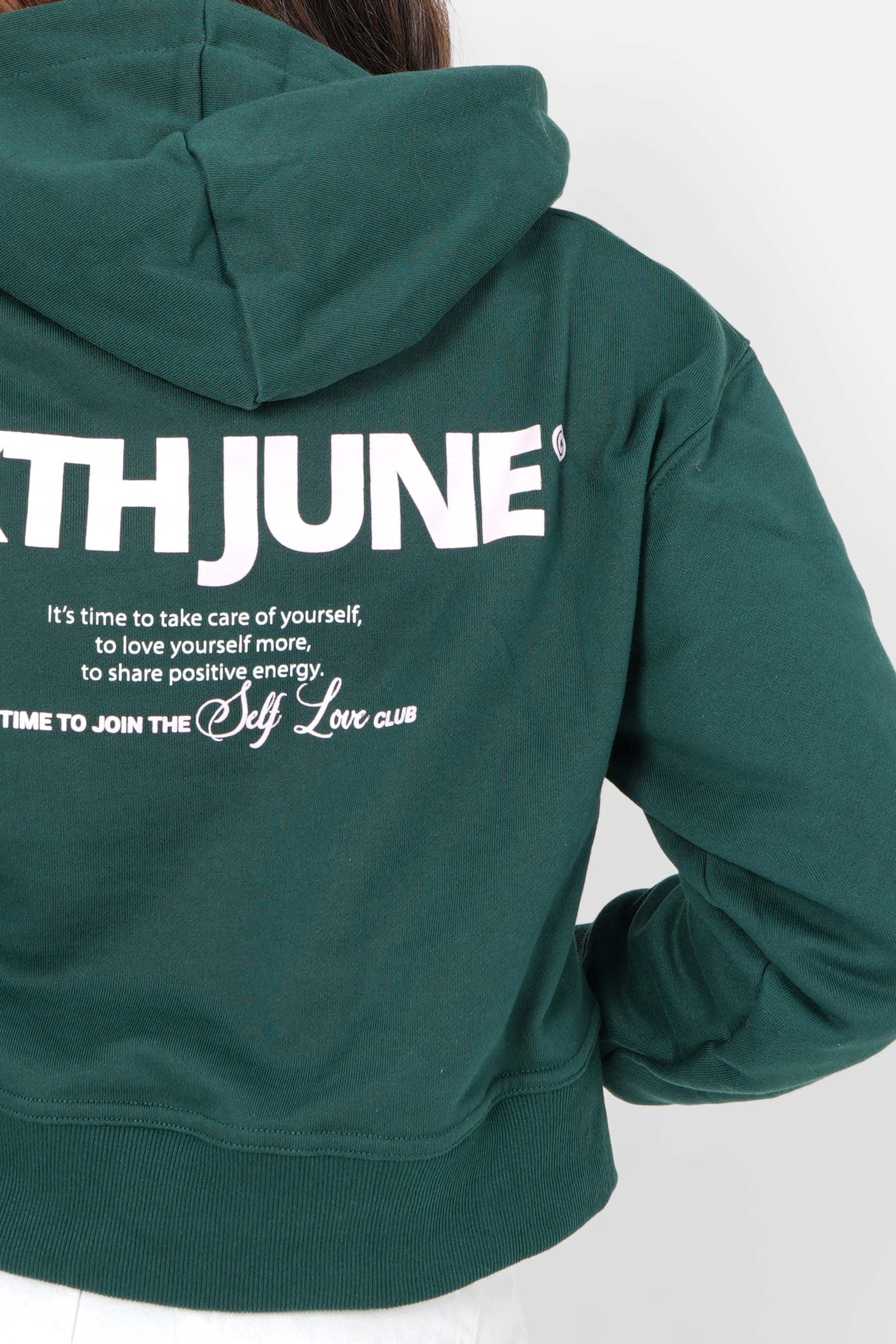 Sweatshirt capuche logo court Vert foncé - Image 3