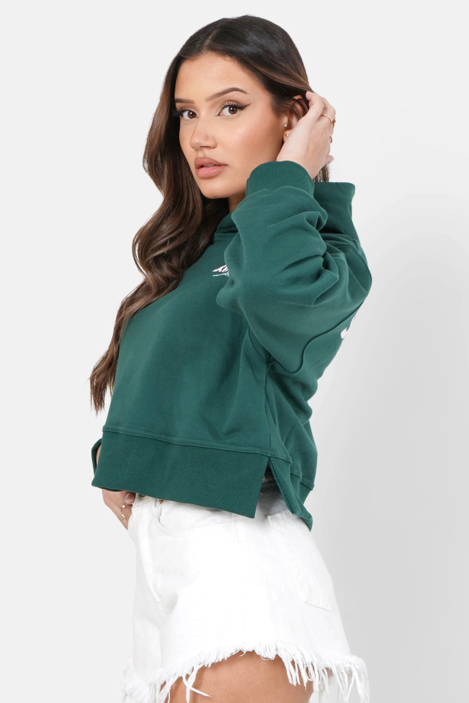 Sweatshirt capuche logo court Vert foncé - Image 4