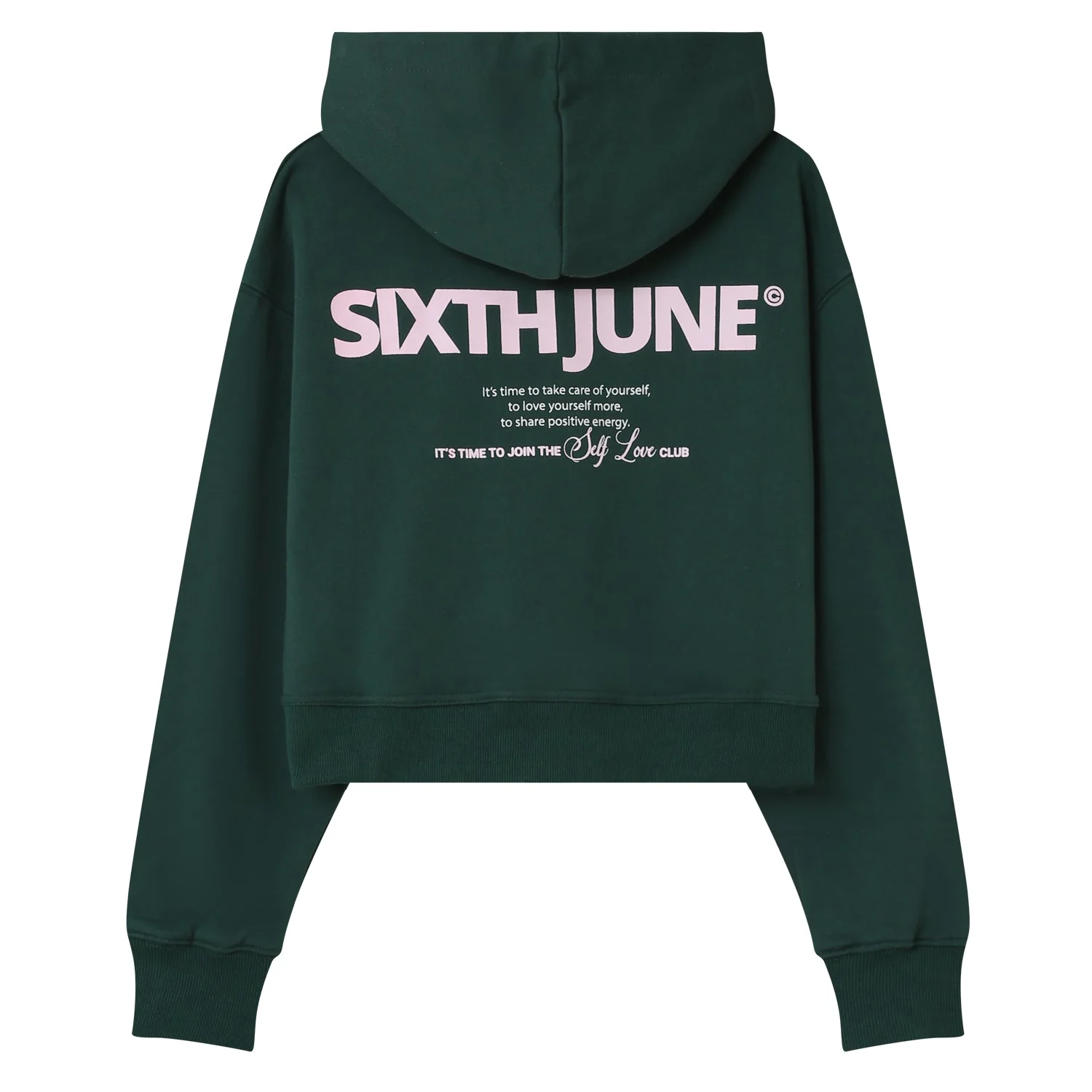 Sweatshirt capuche logo court Vert foncé - Image 6