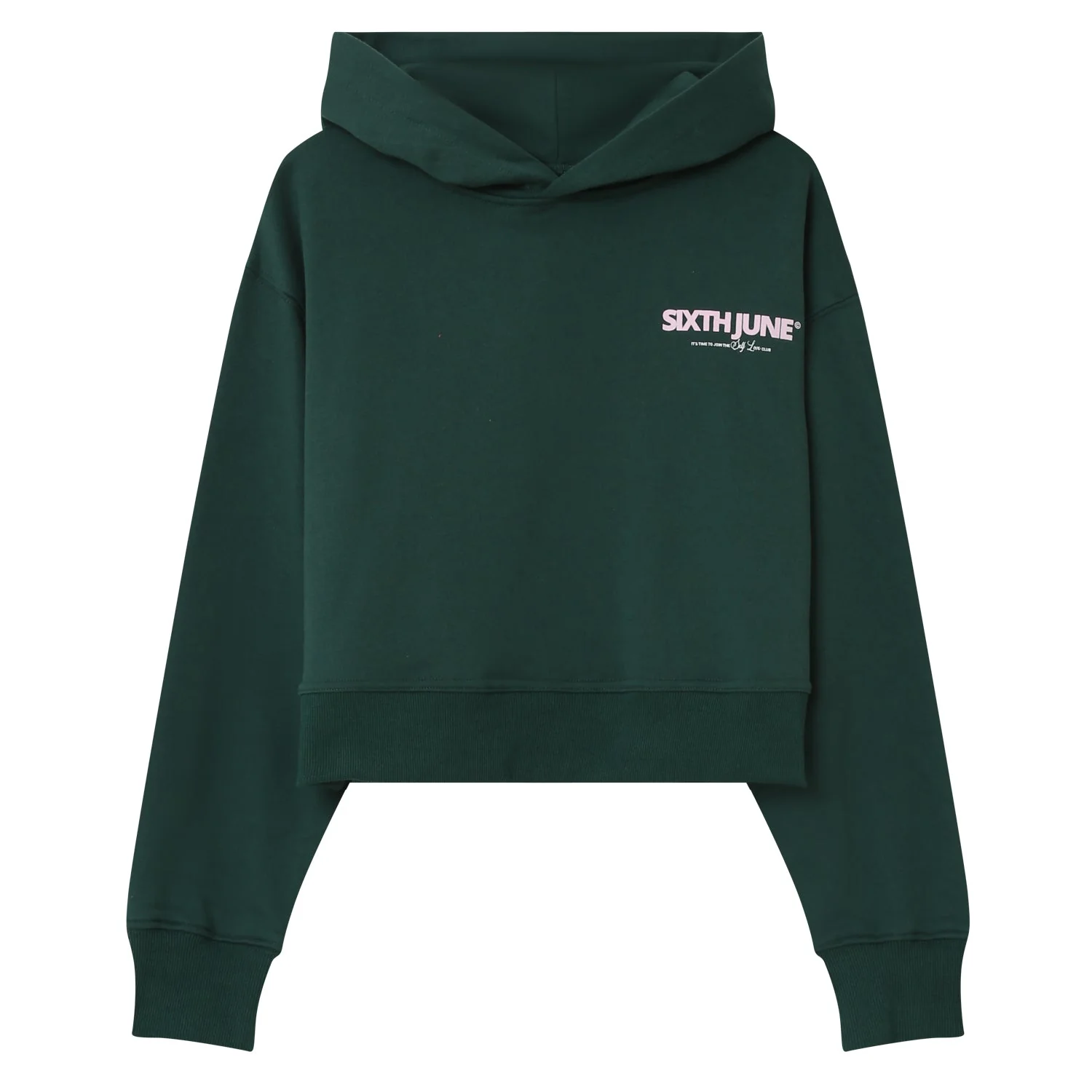 Sweatshirt capuche logo court Vert foncé - Image 7