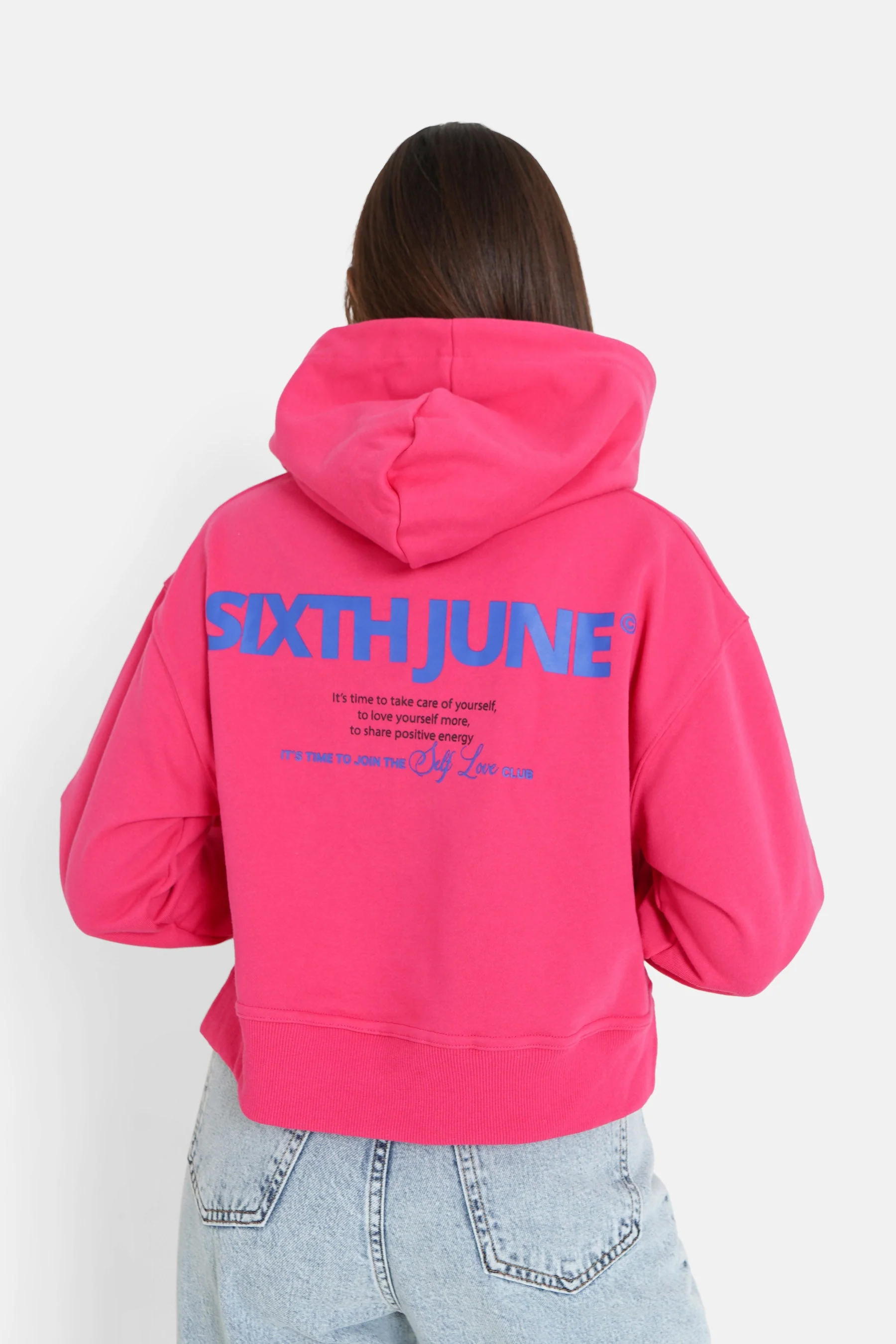Sweatshirt capuche logo court Rose foncé