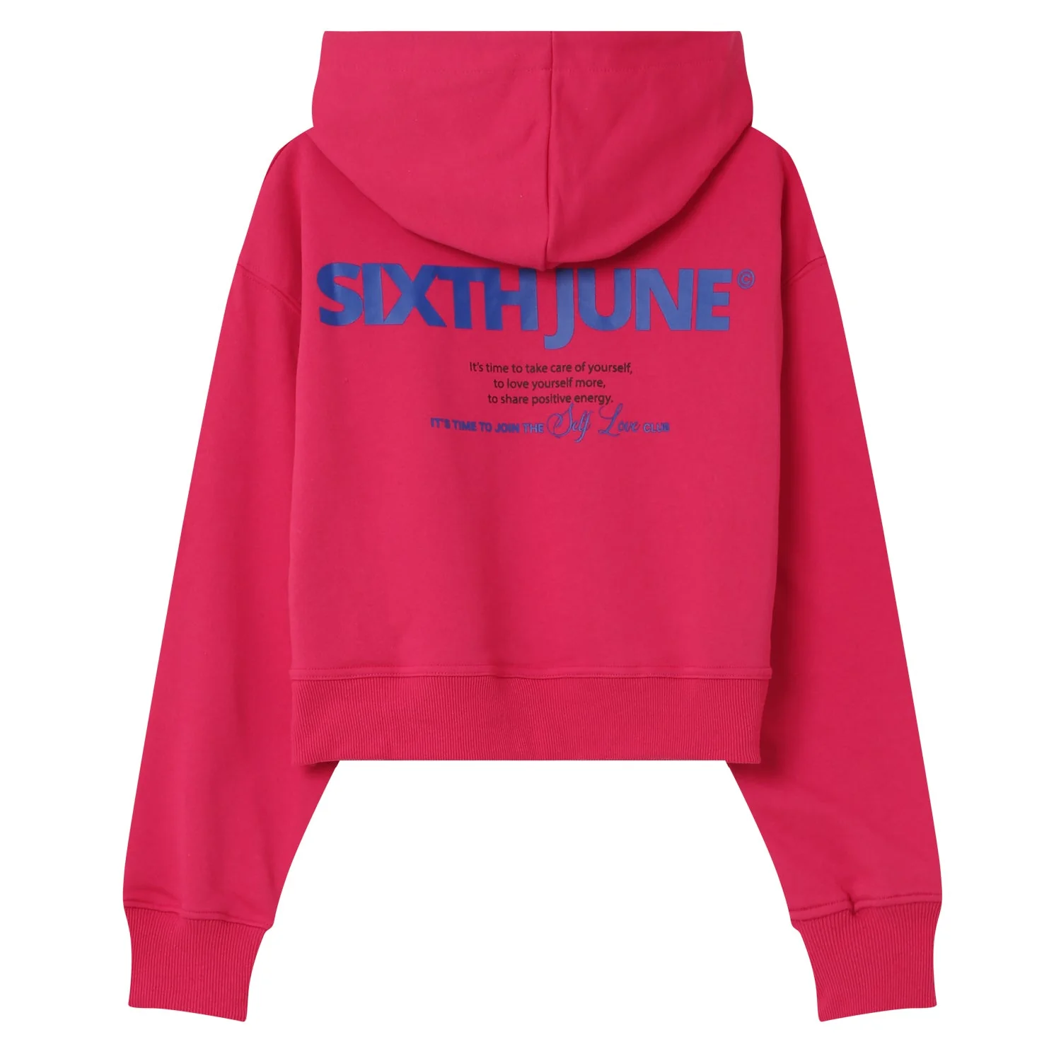 Sweatshirt capuche logo court Rose foncé - Image 6