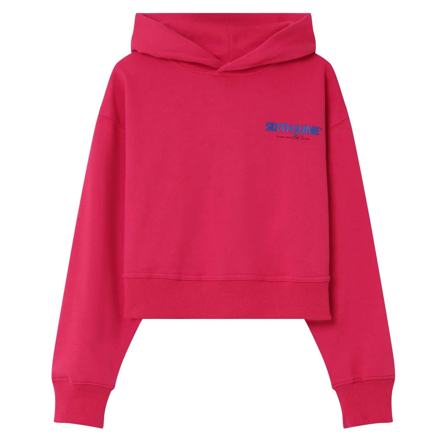 Sweatshirt capuche logo court Rose foncé - Image 7
