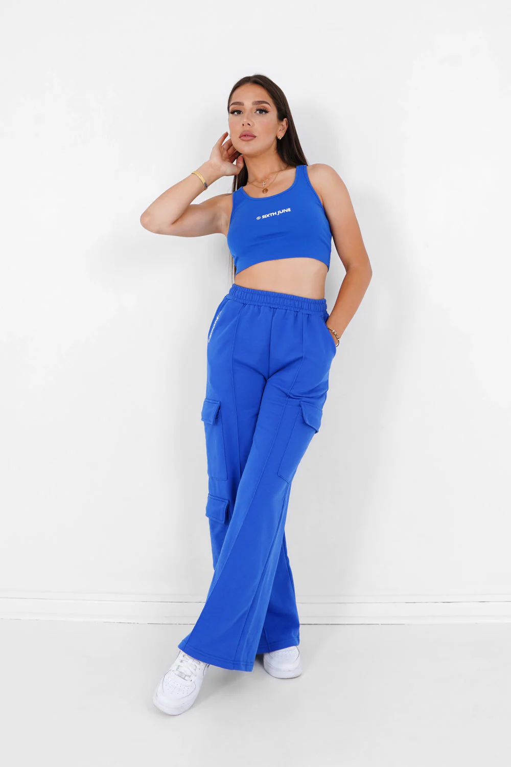 Pantalon molletonné loose cargo Bleu - Image 2