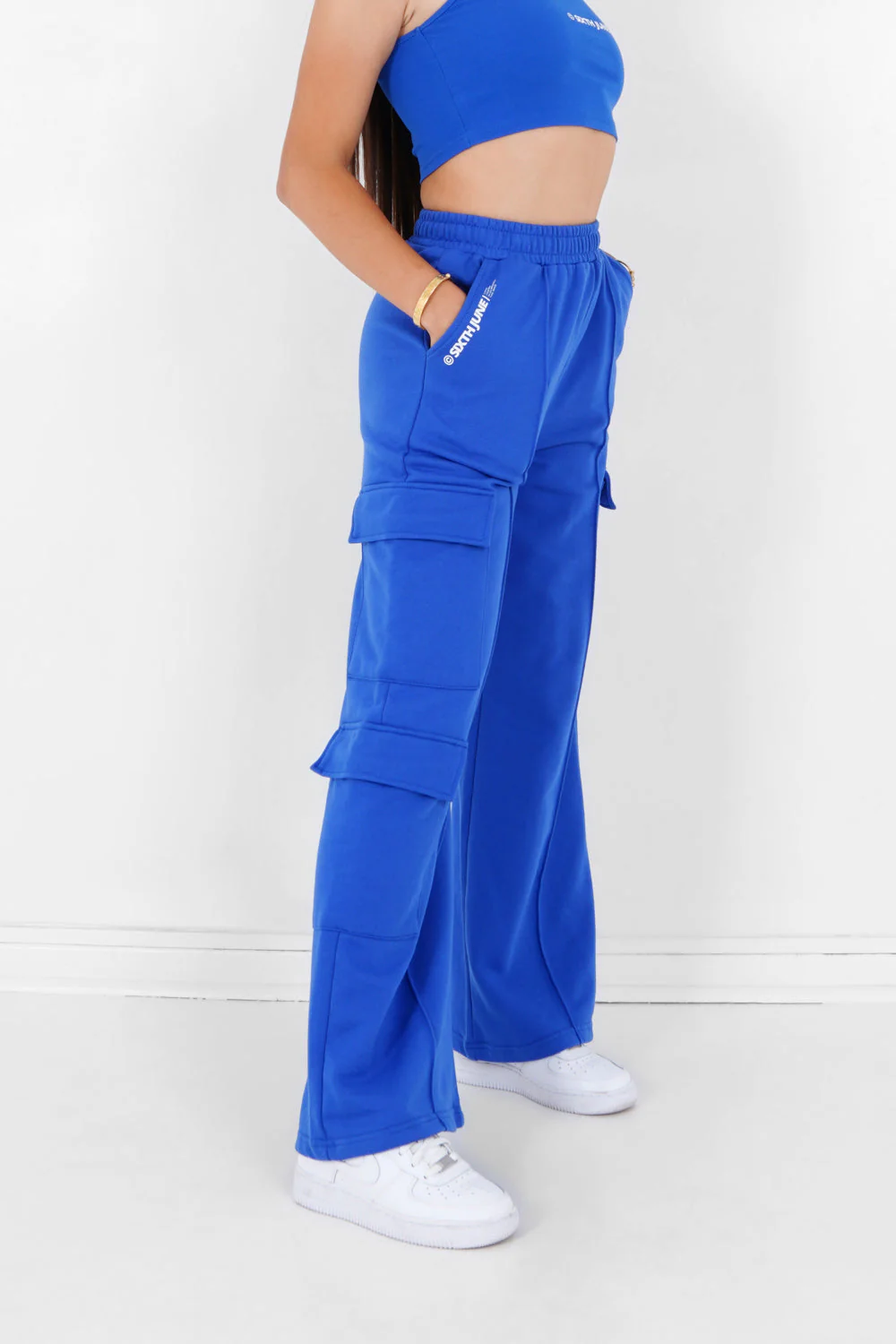 Pantalon molletonné loose cargo Bleu - Image 4